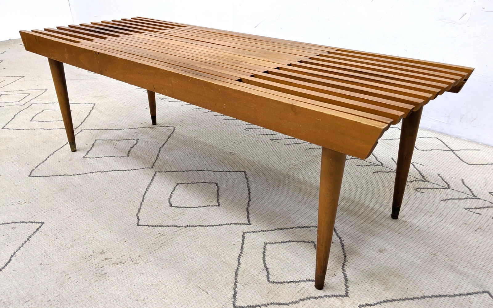 Mid Century Modern Slat Bench. Extendable ends. (1 of 18)