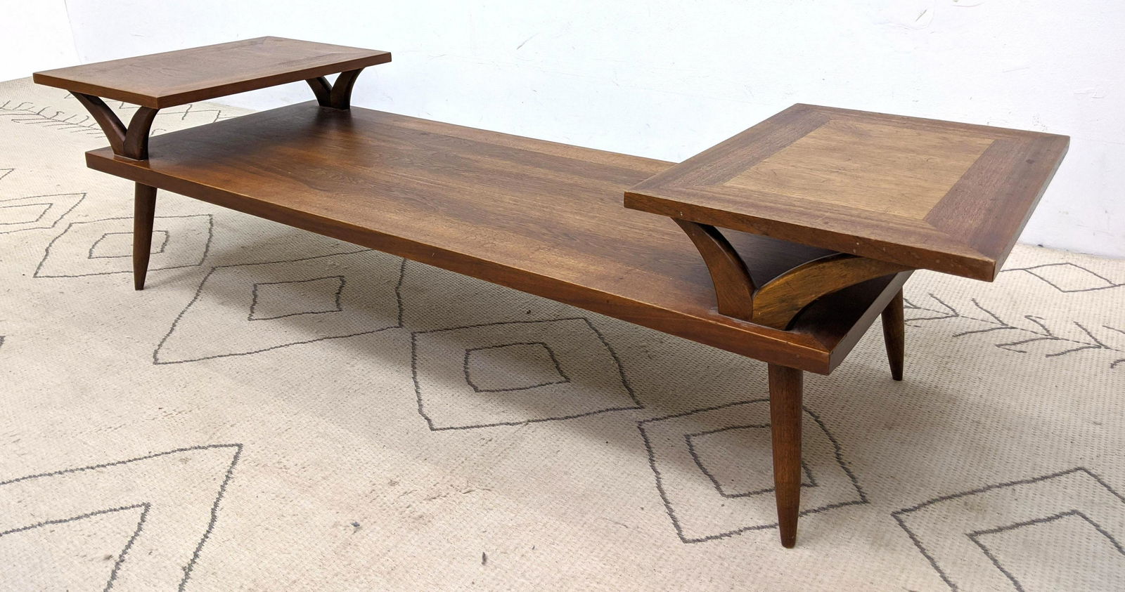 Mid Century Modern Walnut Tiered Coffee Table. Two Rais (1 of 12)