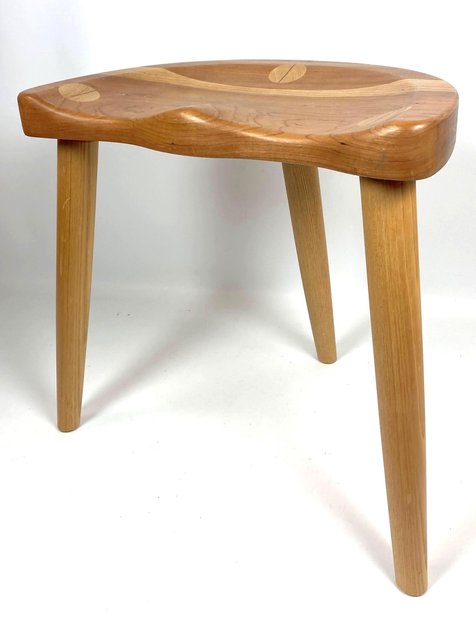 Artisan Woodworker Stool Bench.  Shaped Seat.  3 Leg Ba (1 of 8)