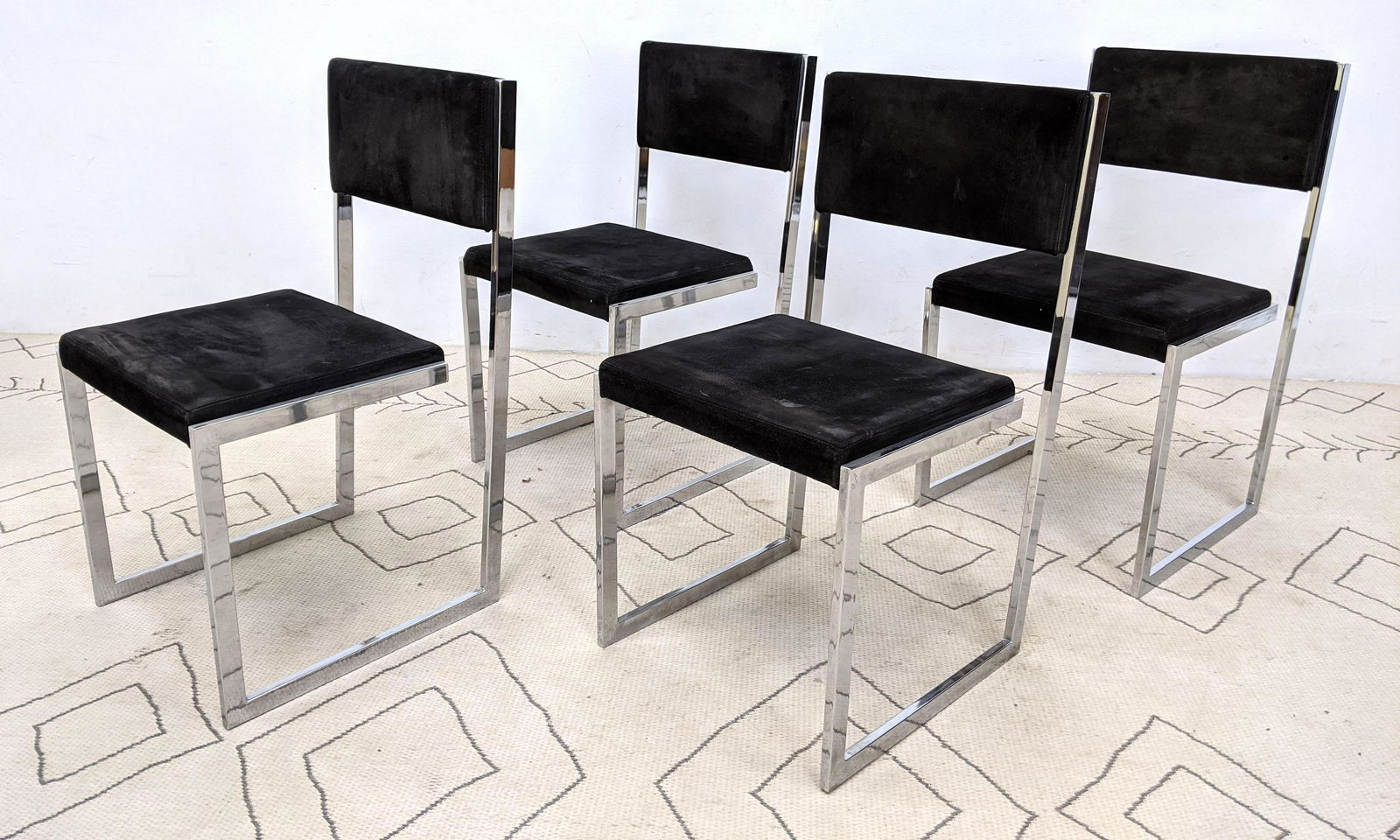 Set 4 Chrome Frame Modernist Dining chairs. Unique cant (1 of 9)