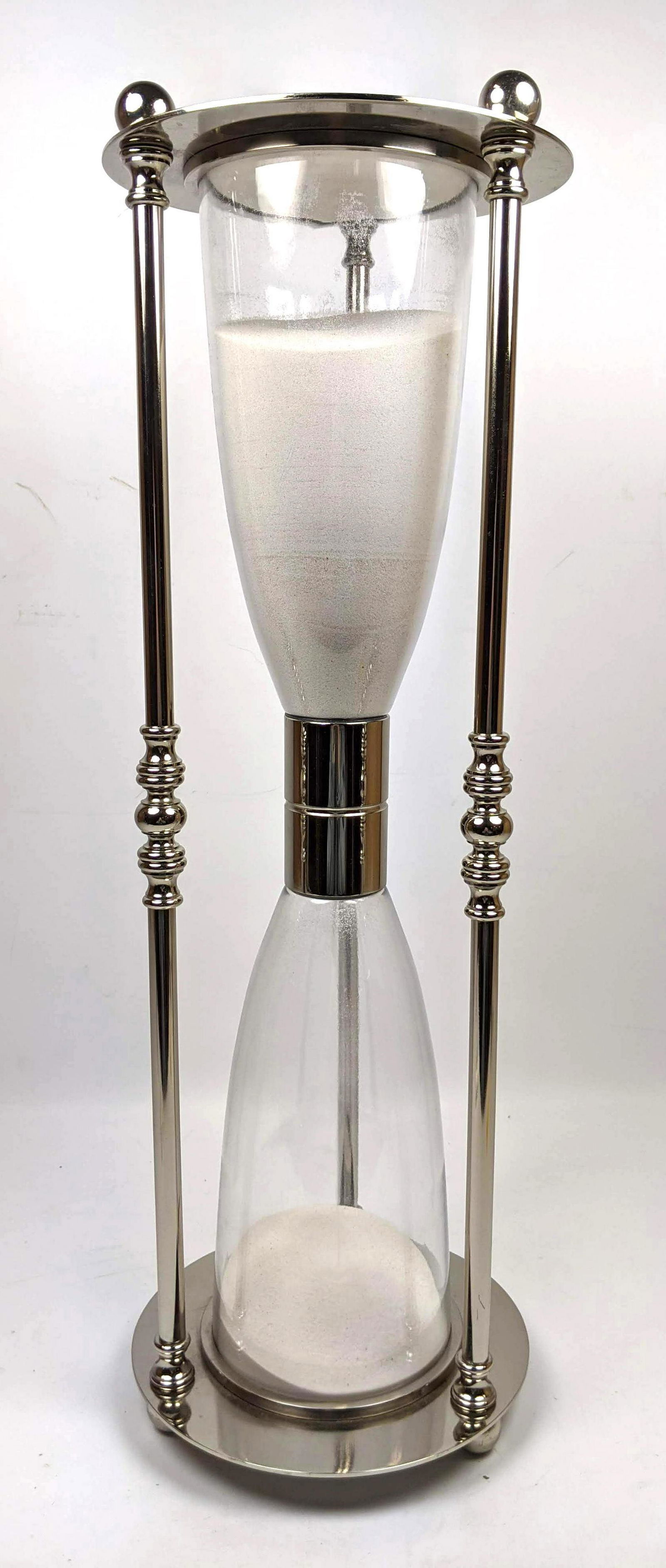 large 24 inch Chromed Hour Glass Timer. Unmarked. (1 of 7)