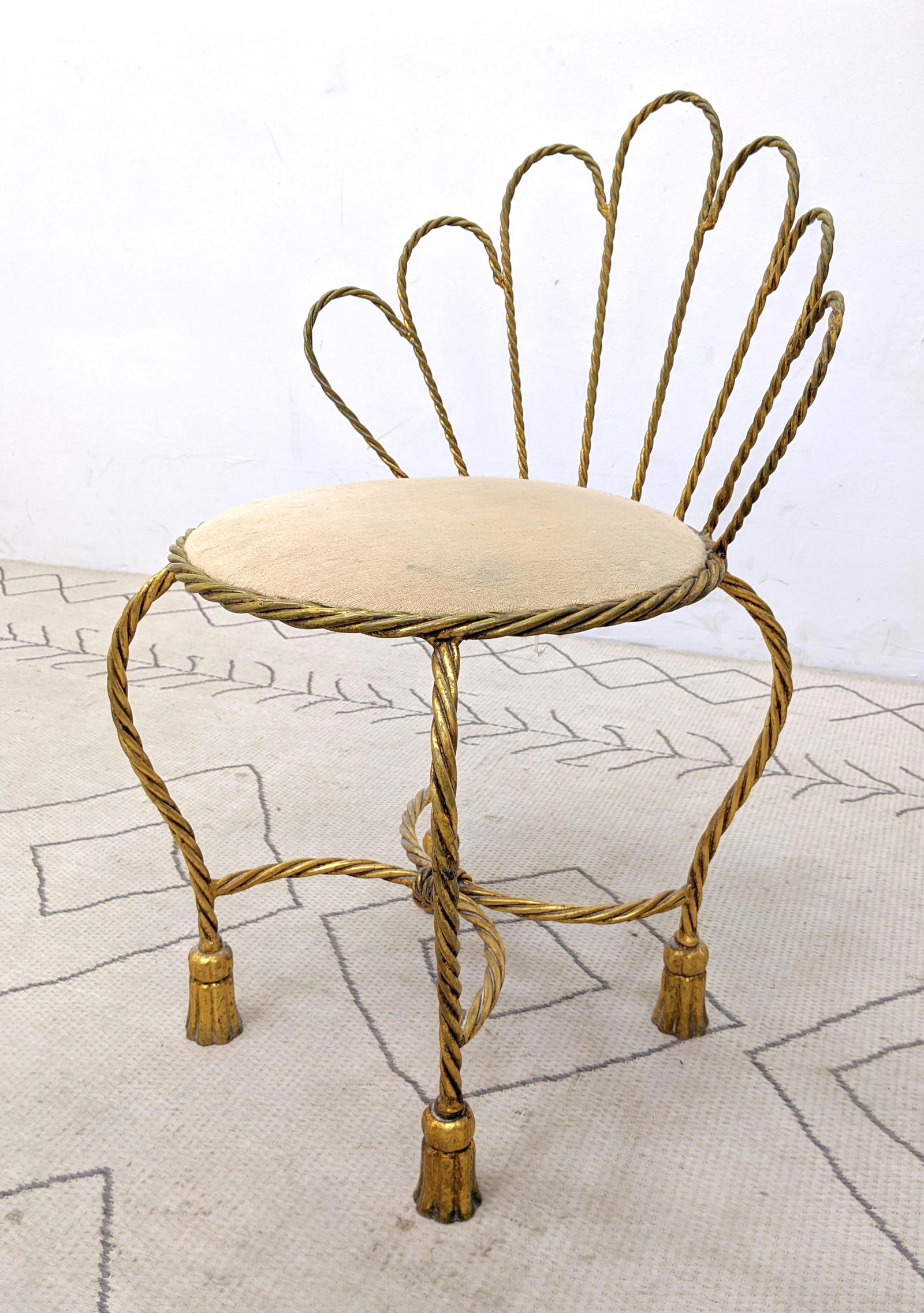 Italian Style Iron Vanity Stool.  Twisted rope and tass (1 of 11)