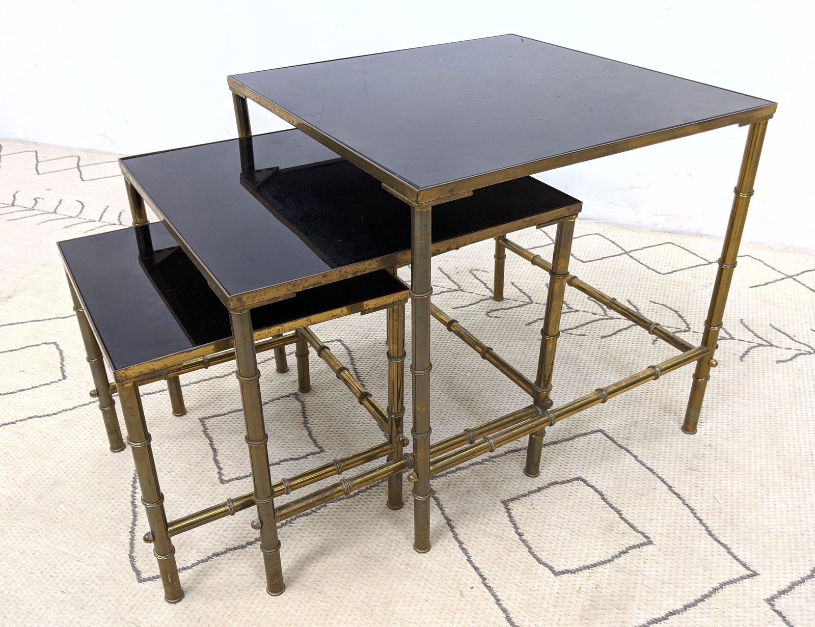 Decorator Faux Bamboo Brass Nesting Tables.  3pc set. I (1 of 8)