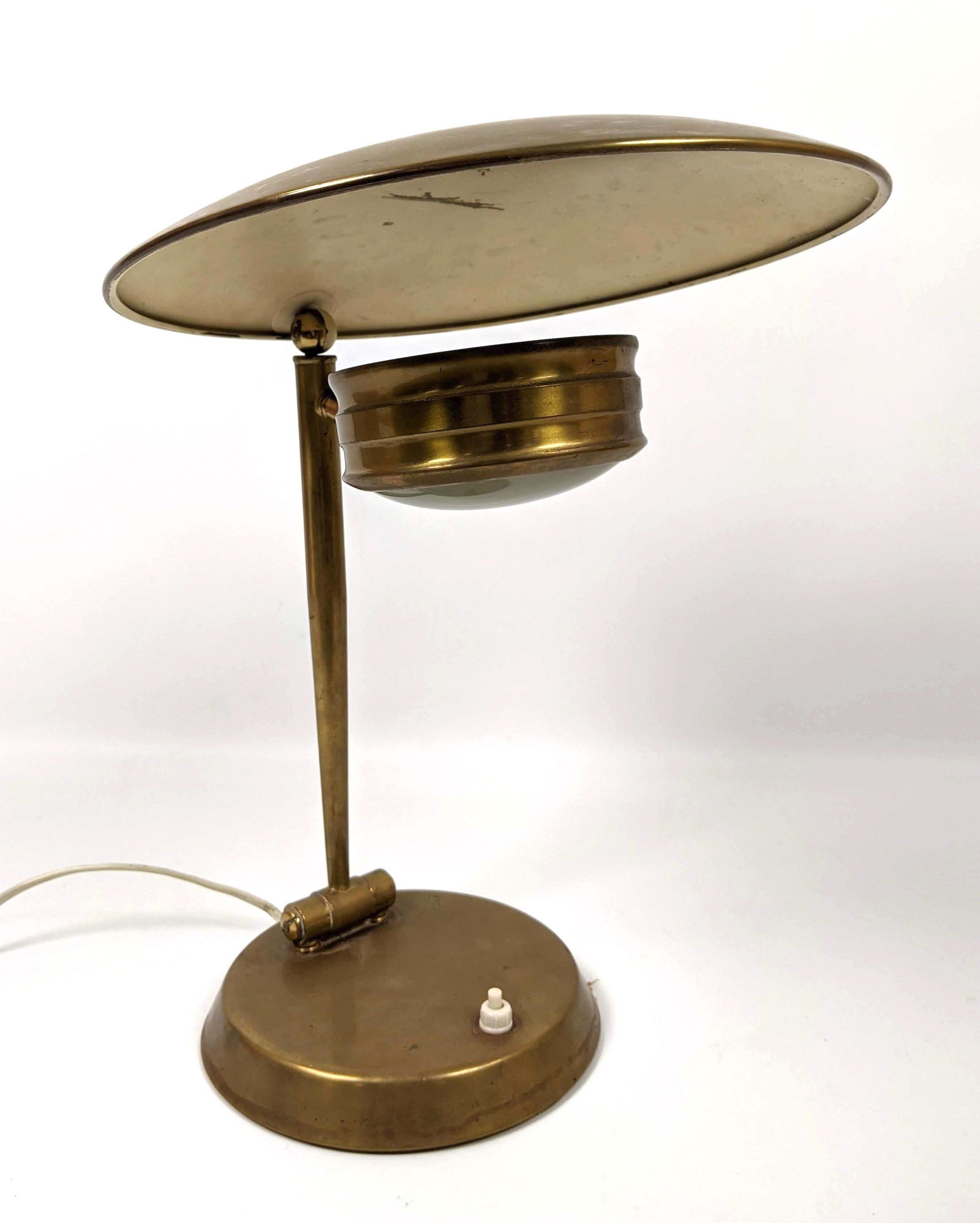 French Modernist Brass Desk Light Lamp.  Adjustable wit (1 of 16)