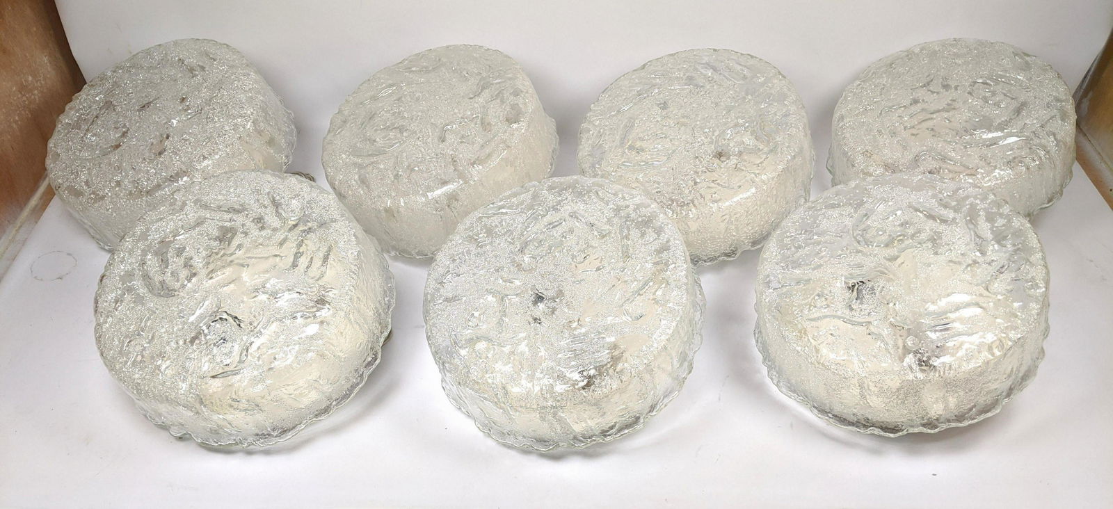 7pc 12 inch clear glass ceiling lighting fixtures 1960s (1 of 14)