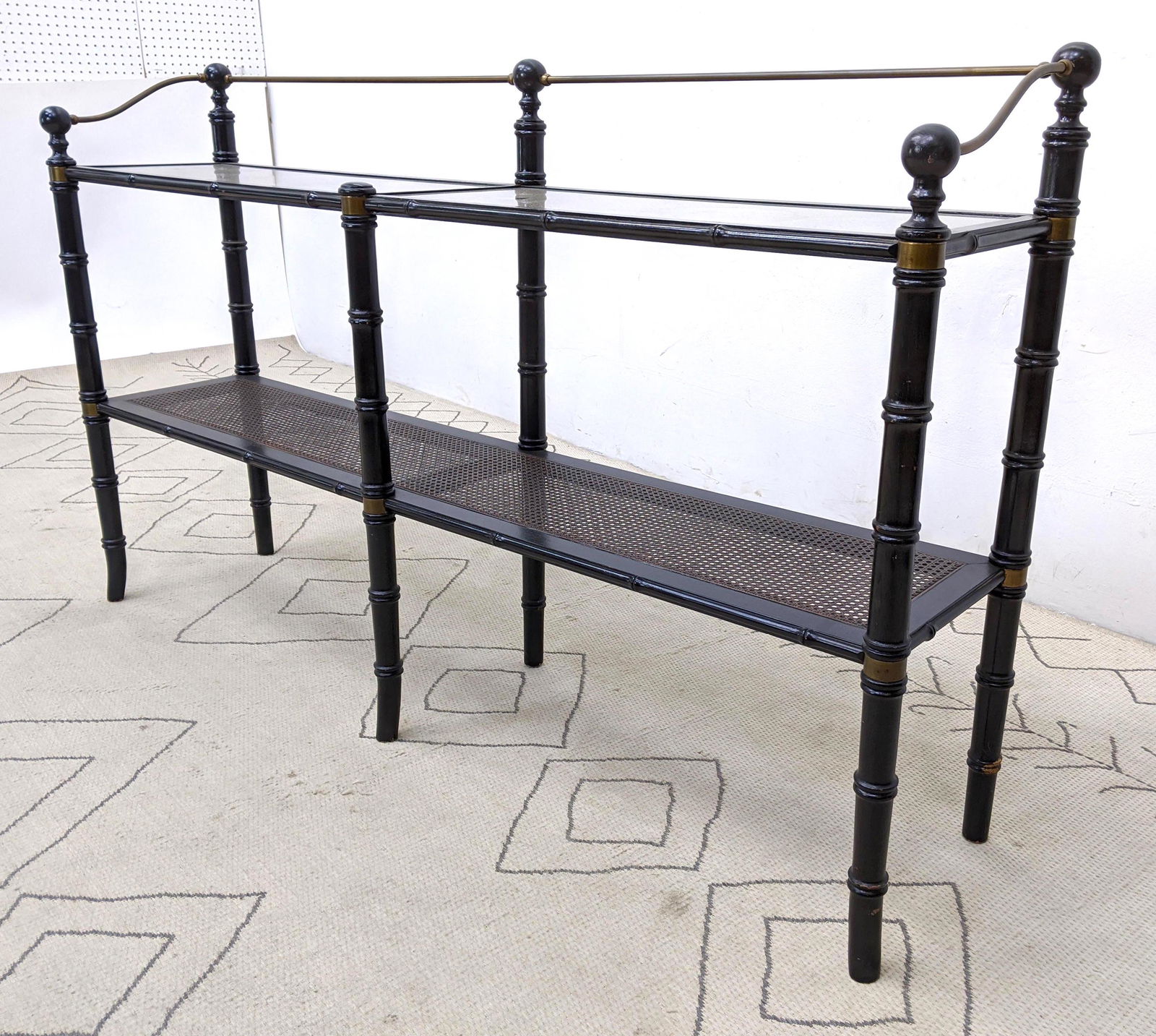 Regency Style Console Sofa Shelf Table. Inset Cane Pane (1 of 11)