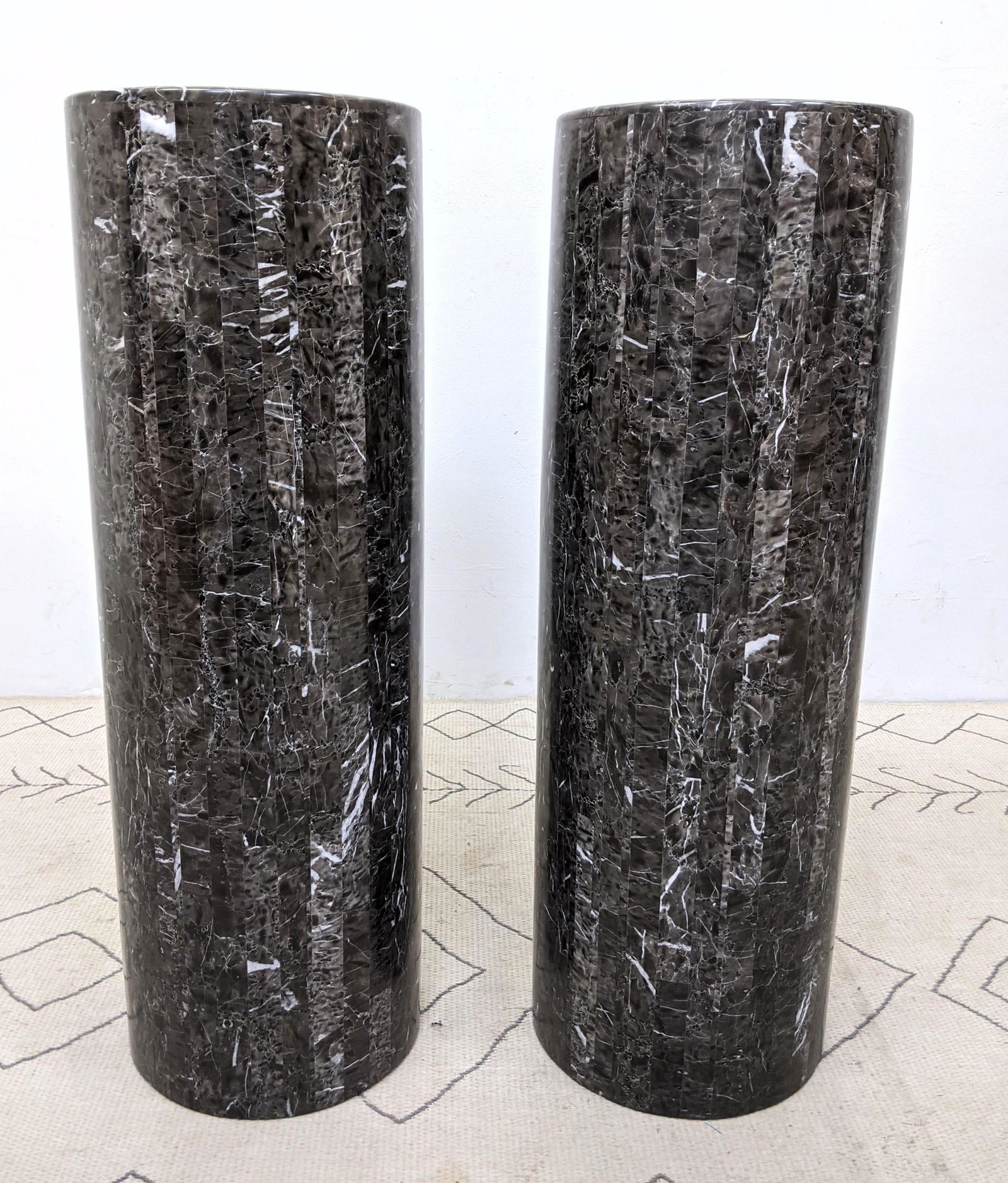 Pr Tall 42 inch Gray tessellated Stone Pedestals. Stand (1 of 9)