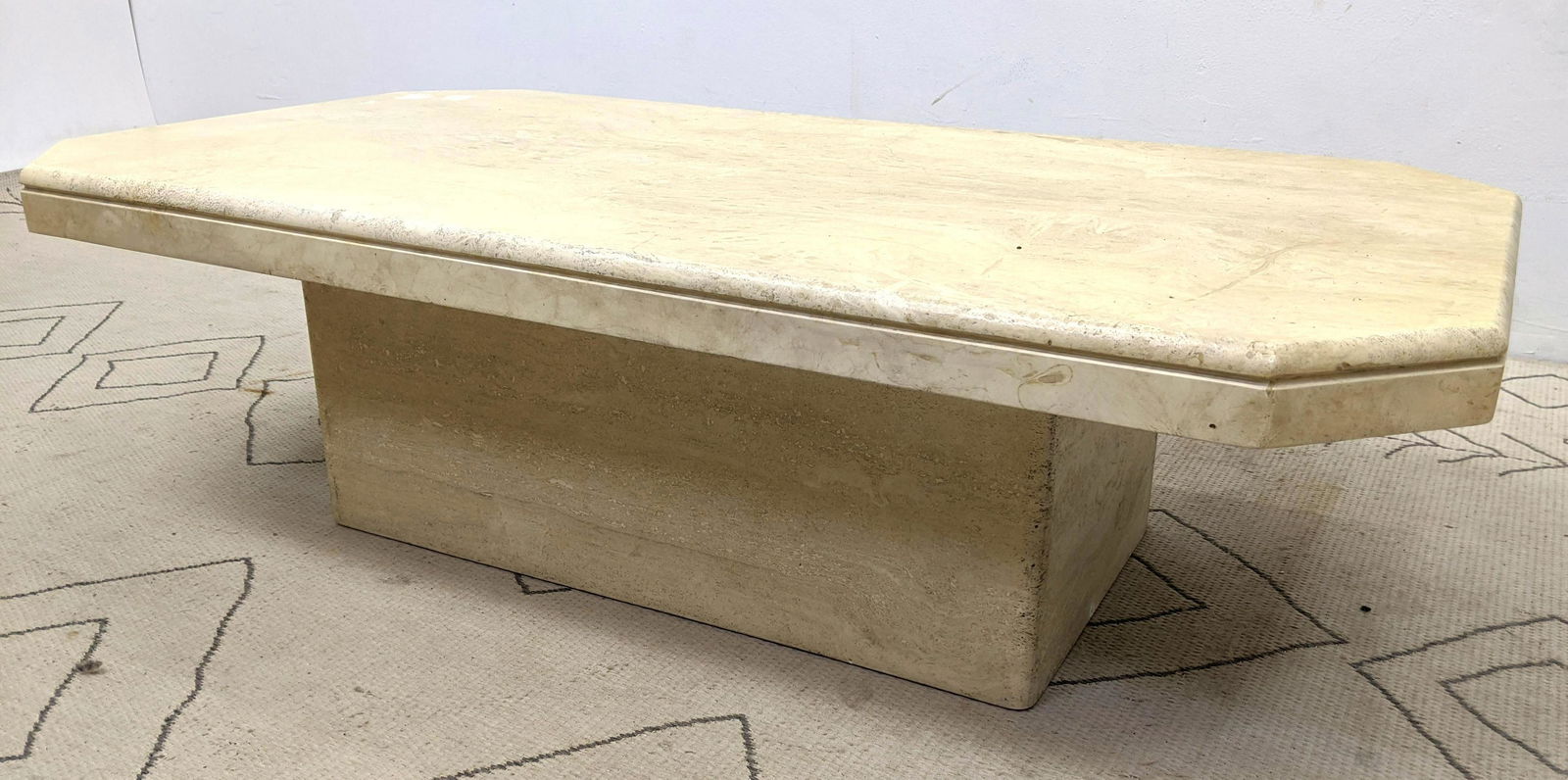 Travertine Coffee Cocktail table. Mid Century Modern (1 of 10)