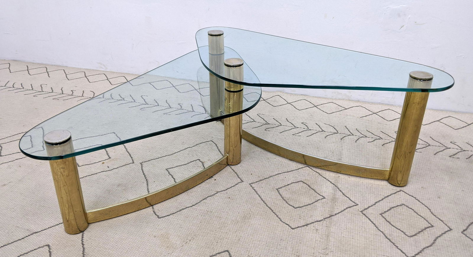 Two level Modernist Brass color coffee table.  Mid Cent (1 of 9)