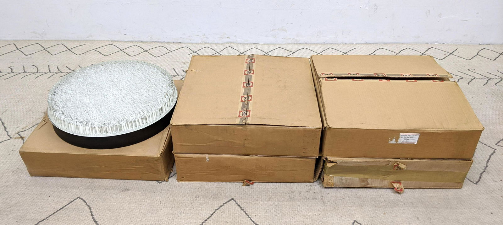 Lot of 6 1960's 19.5 inch ceiling light fixtures Unused (1 of 14)