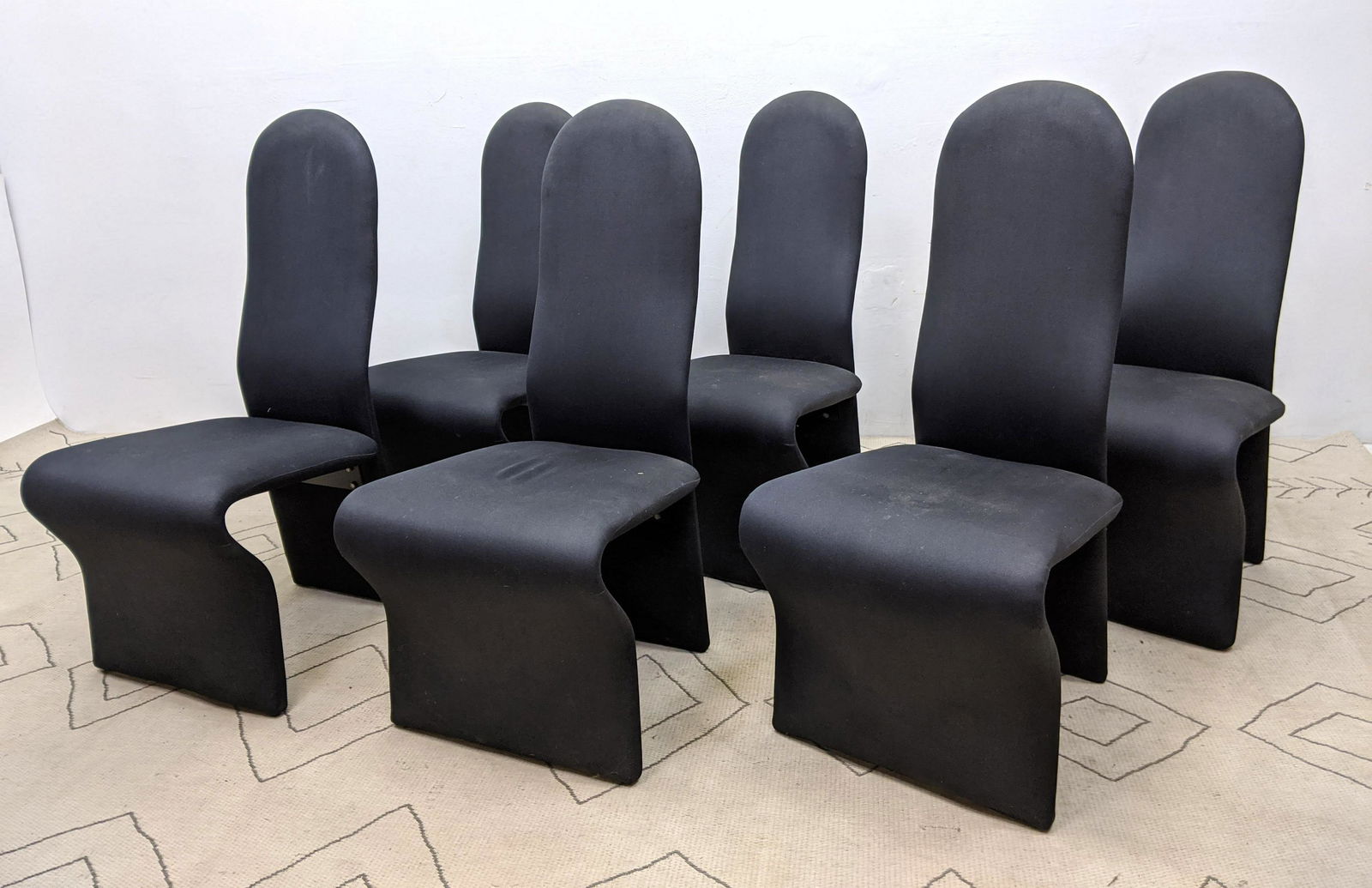 Set 6 Tall Back Dining Chairs.  Fully Upholstered. Dust (1 of 15)