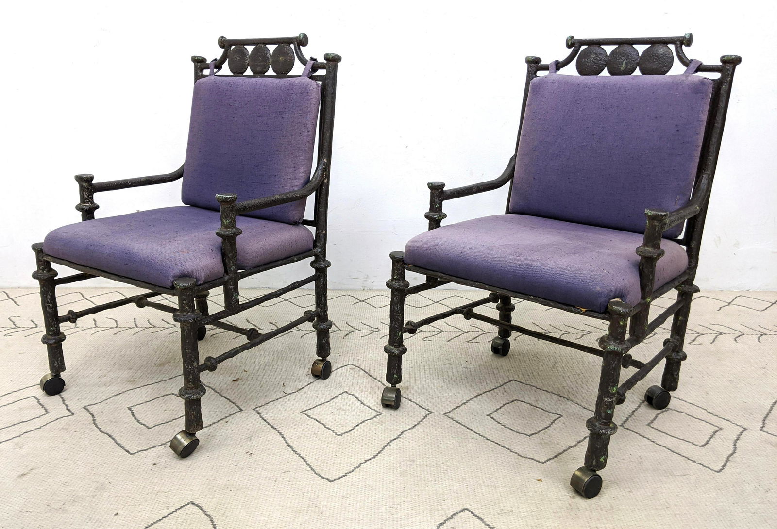 Ilana Goor style Metal frame Lounge Chairs. Highly deco (1 of 11)