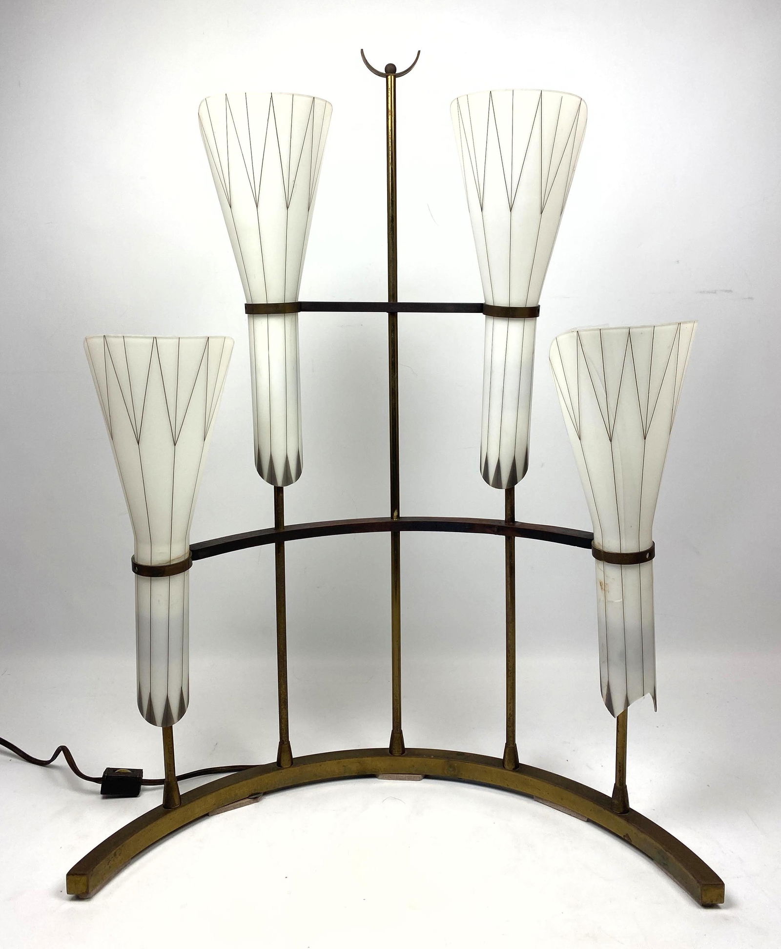 Vintage Four head Brass table lamp with glass torch sha (1 of 15)