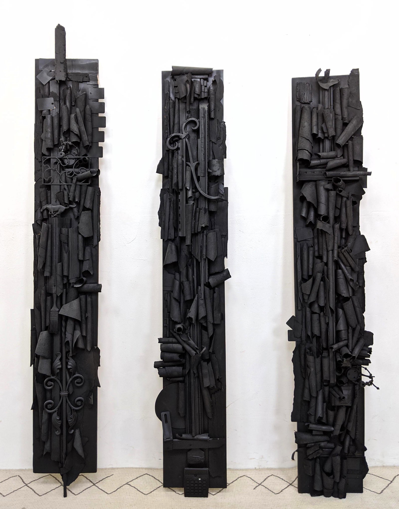 Set 3 Mixed Media Wall Sculpture.  Found objects and Pa (1 of 17)