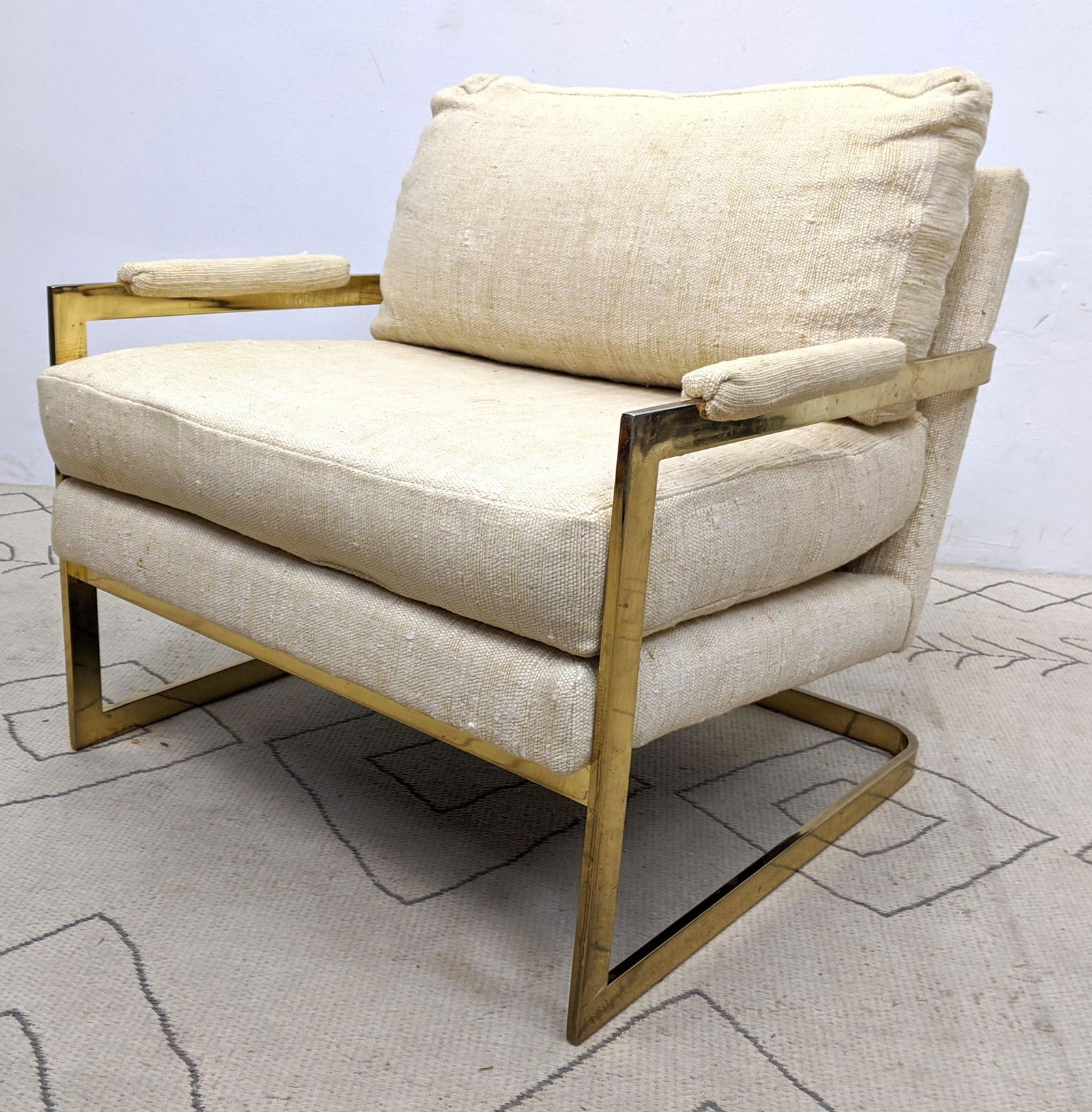 Mid Century Modern  Gold Tone Cantilever Lounge Chair. (1 of 13)