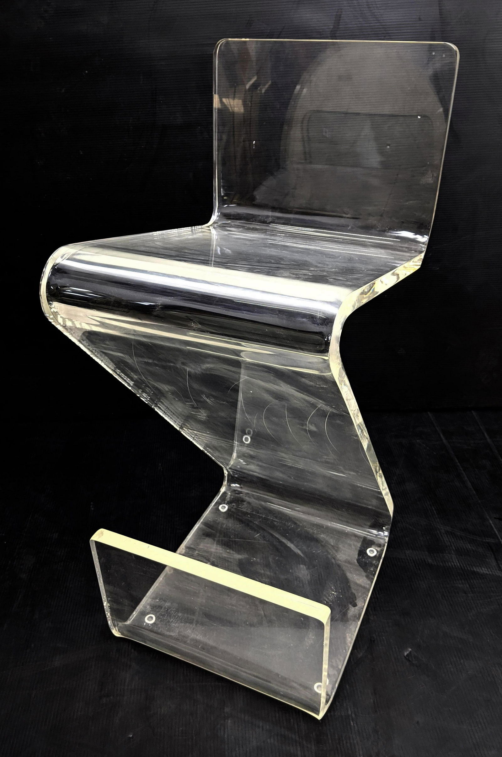 70s Modern Lucite Acrylic Bar Stool. 1 piece molded. (1 of 9)