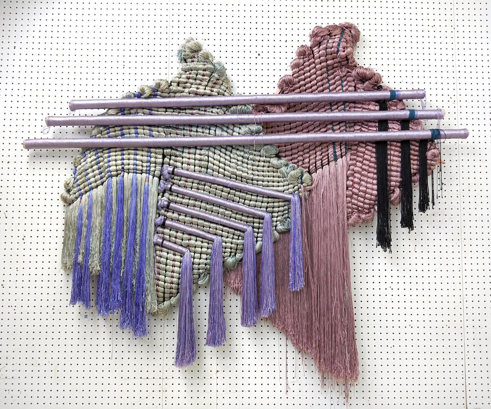 Post Modern Artisan Wall Mount Weaving.  Fabric wall ar (1 of 14)