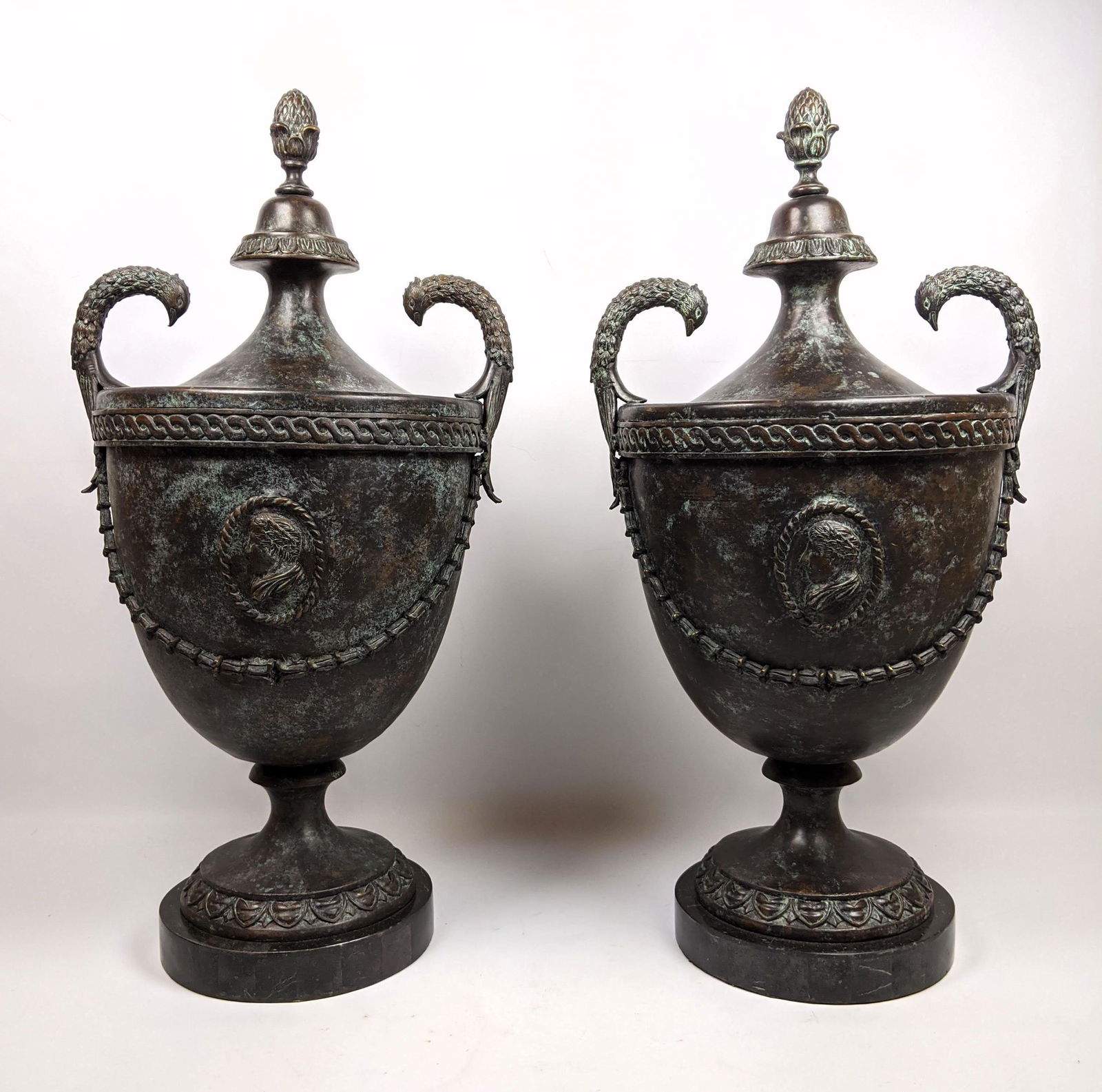 Pair MAITLAND SMITH Metal Urn Table Sculptures. (1 of 20)