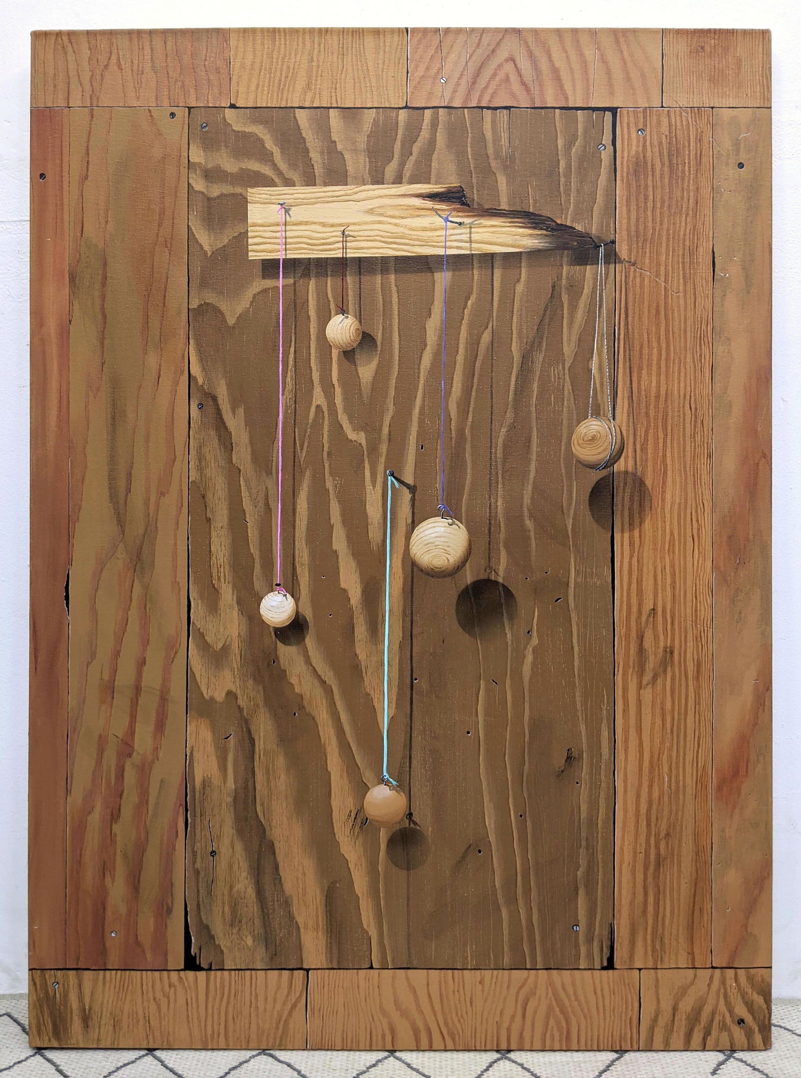 Large Trompe L'oeil Oil Painting on Canvas. Unsigned. (1 of 8)