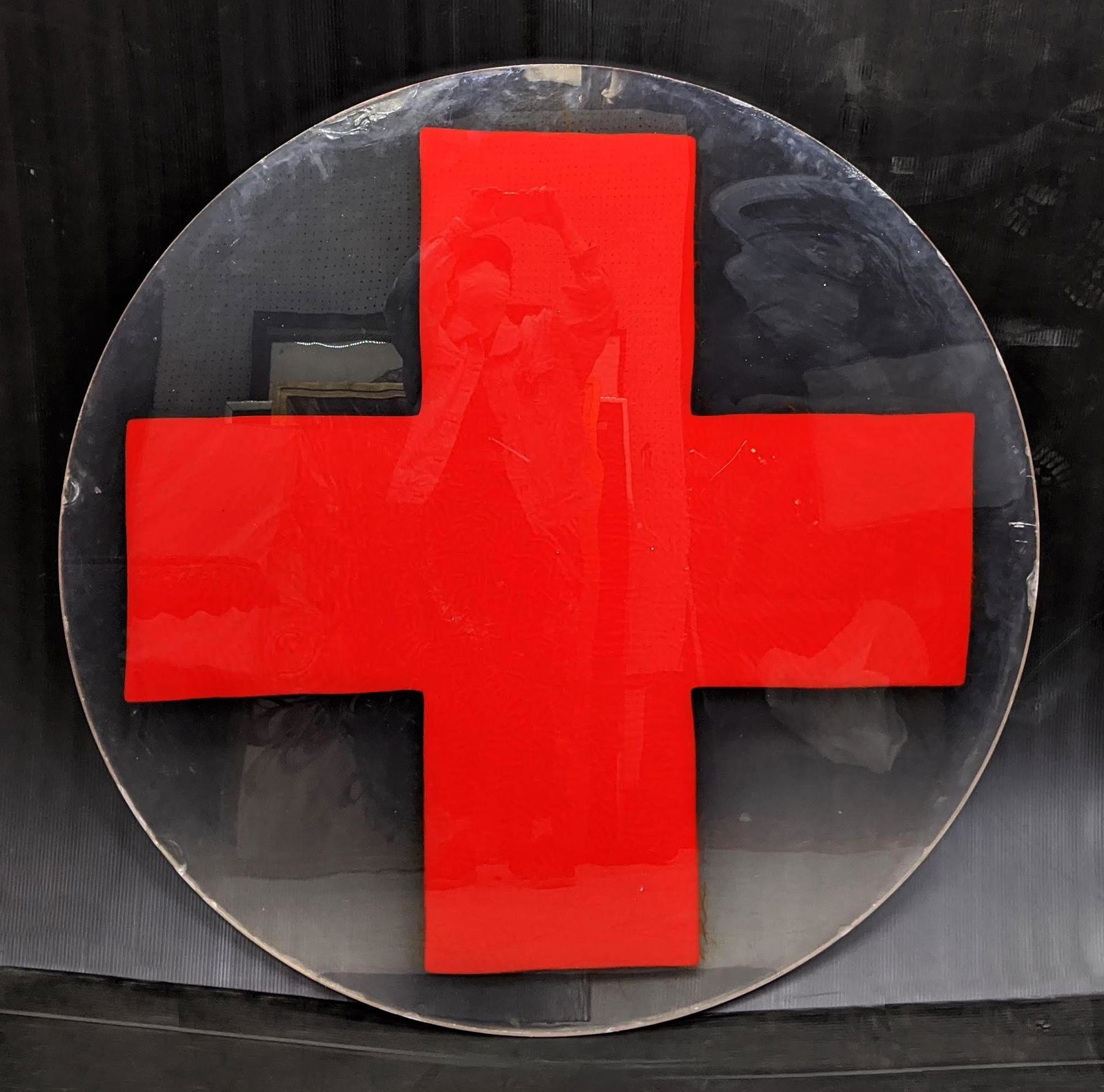 Large 55" diameter Plexiglass Sign with Red Cross (1 of 10)