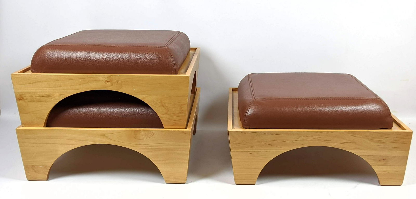 Set 3 LEVENGER Stacking Stools.  Arched sides. (1 of 15)