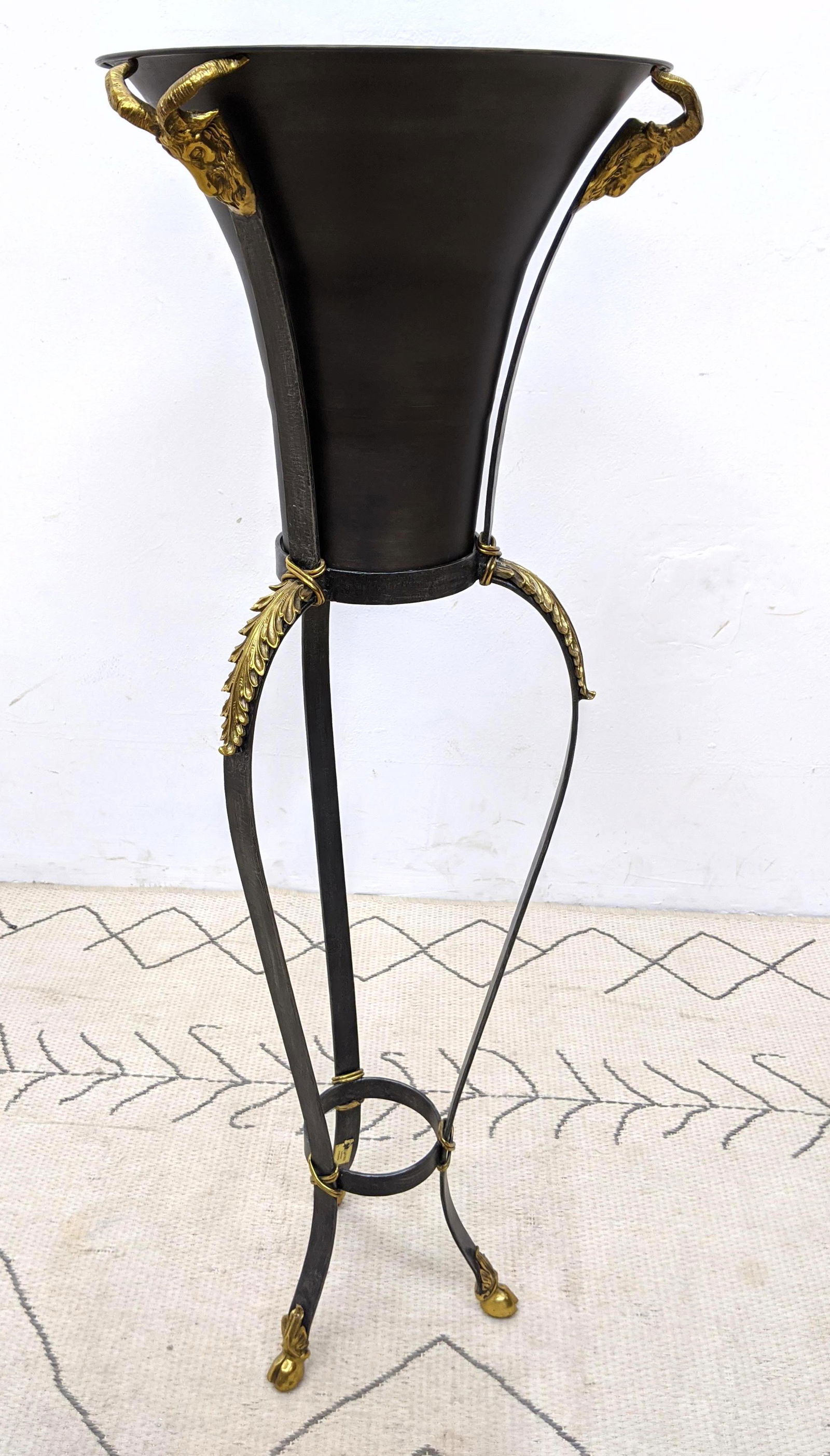 MAITLAND SMITH Fern Stand Planter.  Iron and Brass. Ram (1 of 11)