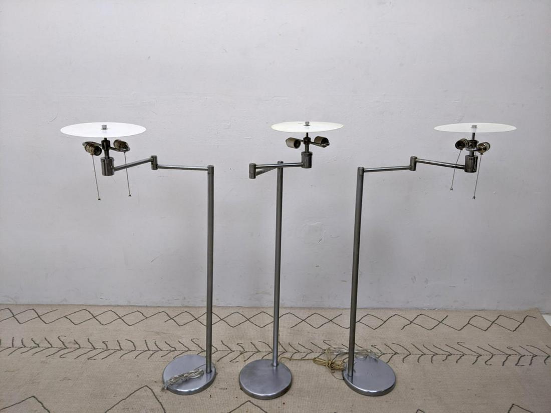 Set 3 Walter Von Nessen Swing Arm Floor Lamps. (1 of 15)