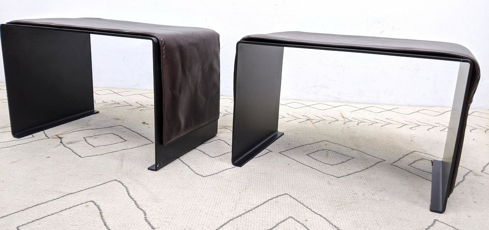 Pair Decorator Modern Steel Benches Stools with Magneti (1 of 7)