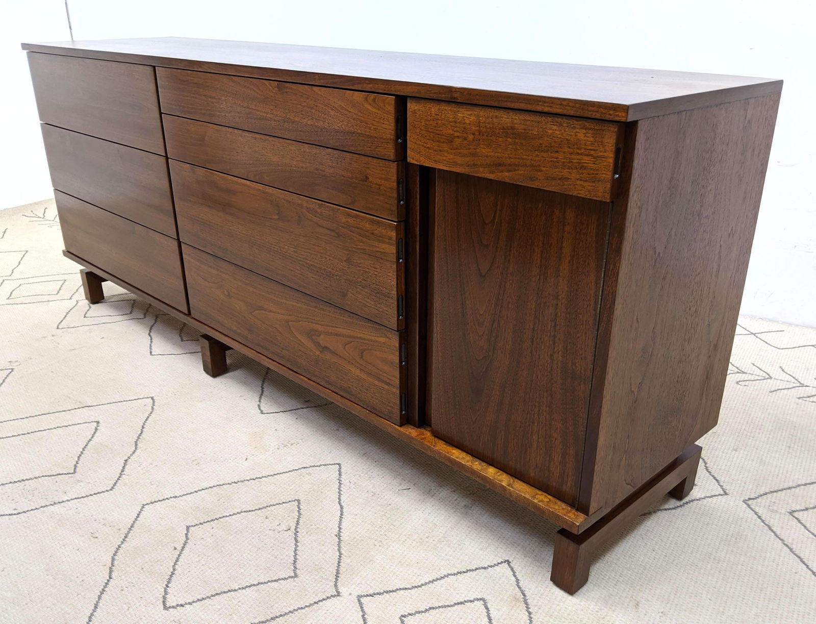 American Modern Walnut Dresser Chest with Lift Up Vanit (1 of 13)