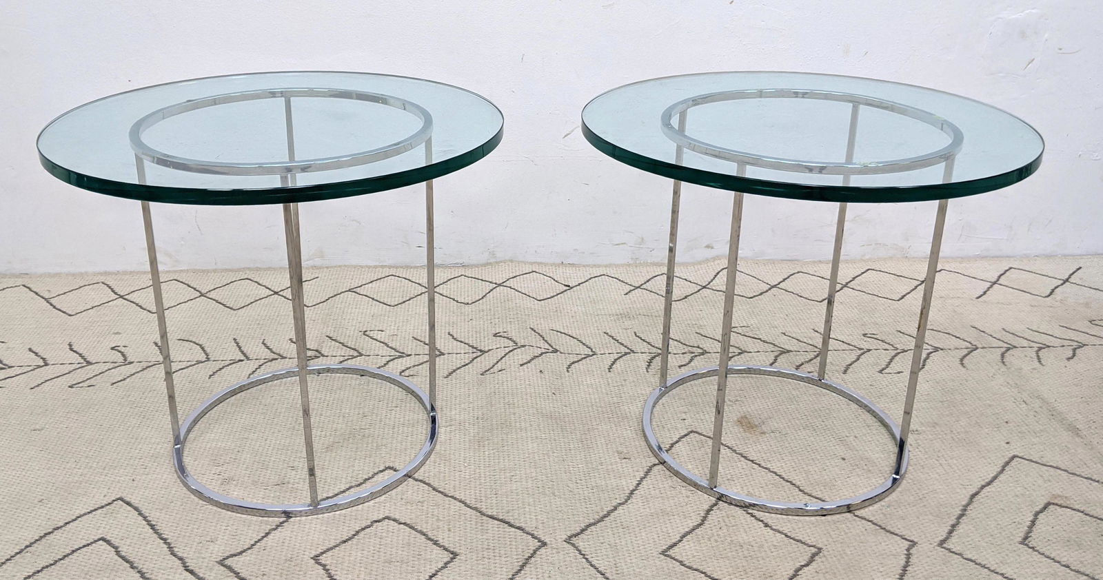 Pair Milo Baughman Style Side Tables. Thin square chrom (1 of 10)