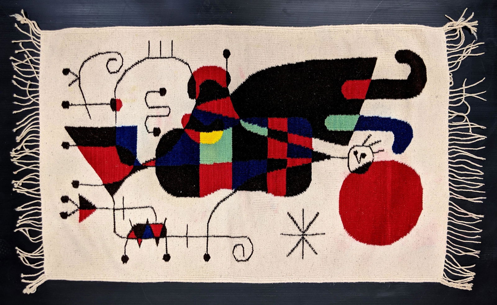 Joan Miro Tapestry Weaving Wall Hanging Carpet.  Unmark (1 of 9)