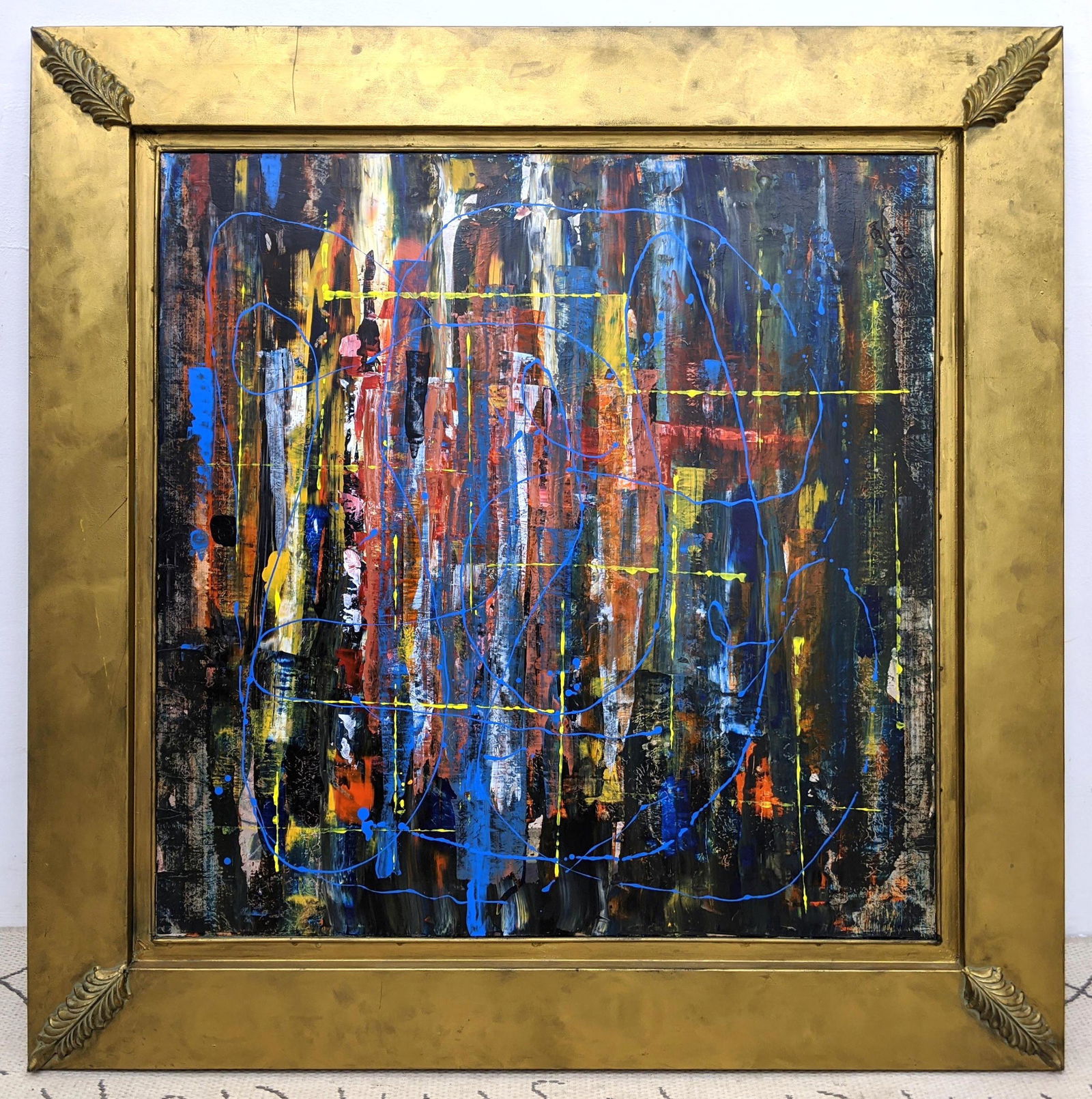 ZINBA Dns (?) Large Modernist Abstract Painting. Colorf (1 of 12)