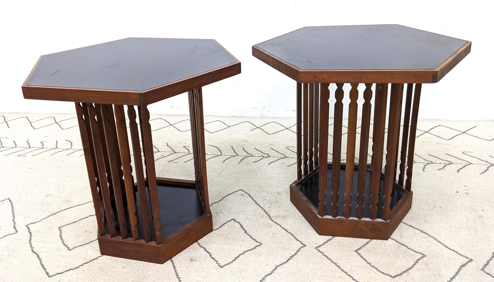 Pair American Modern Side Occasional Tables. Black Lami (1 of 13)