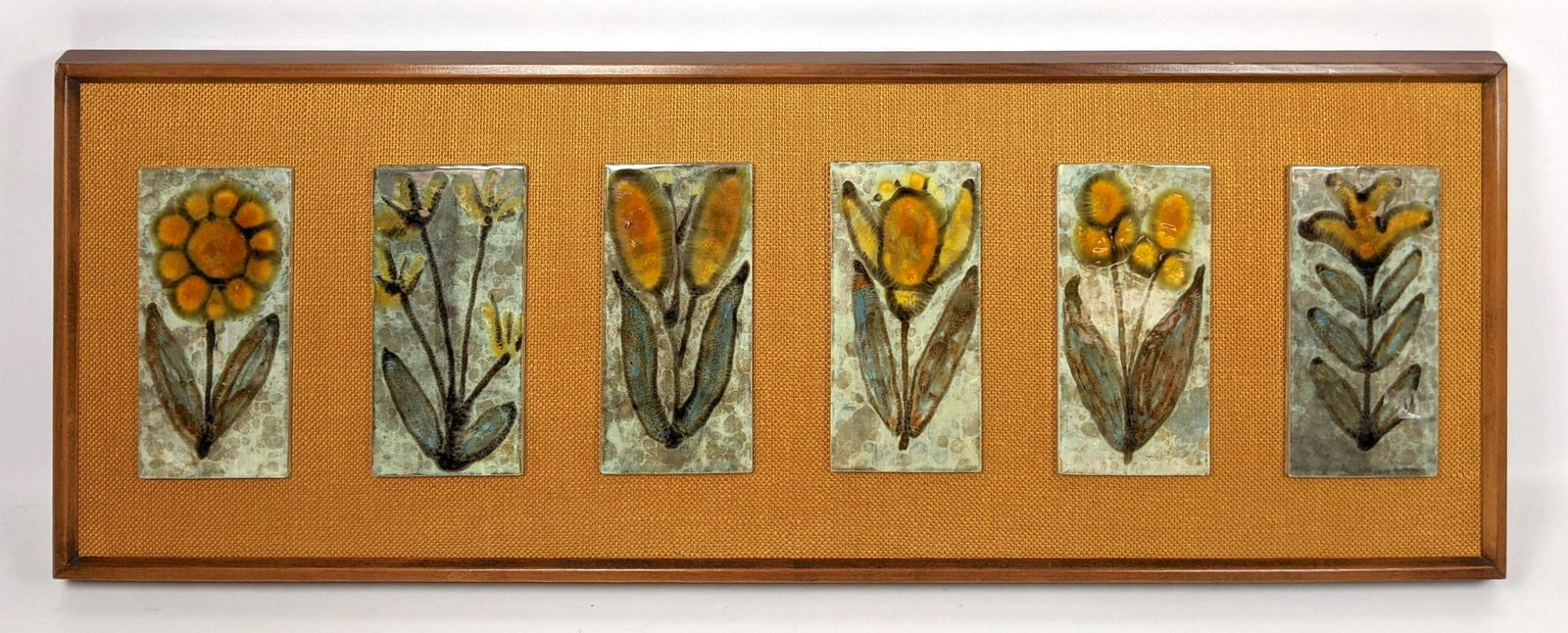 Mid Century Modern Tile Art Wall Plaque. 6 Floral tiles (1 of 8)