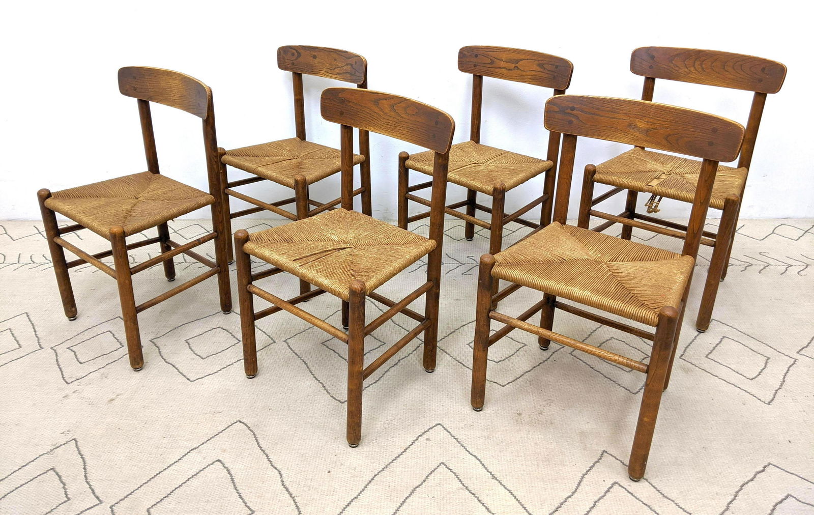 Set 6 BORGE MOGENSEN Dining Chairs. Woven Sets. (1 of 14)