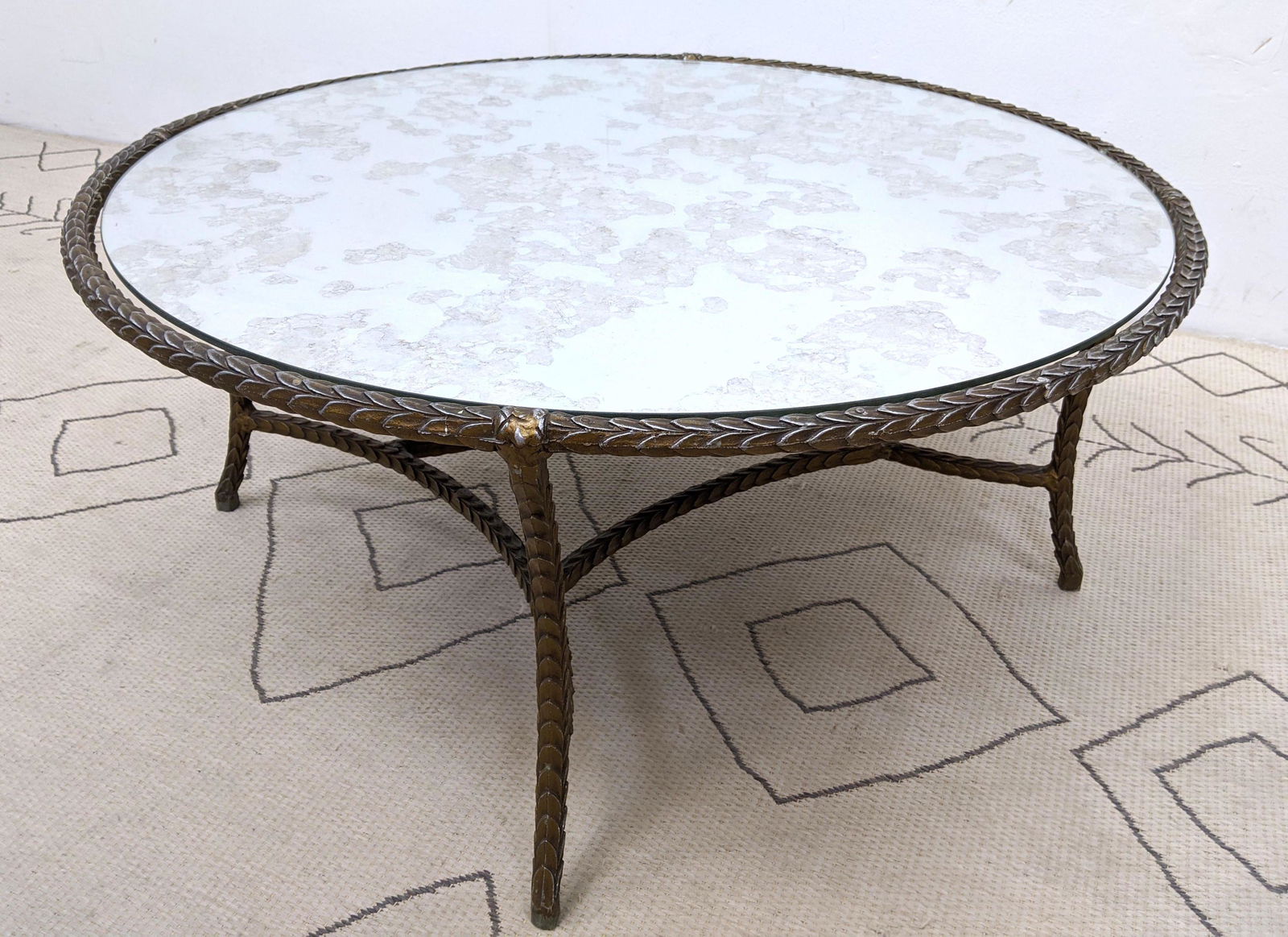 Cast Aluminum and Eglomise Mirror Coffee Table. (1 of 9)