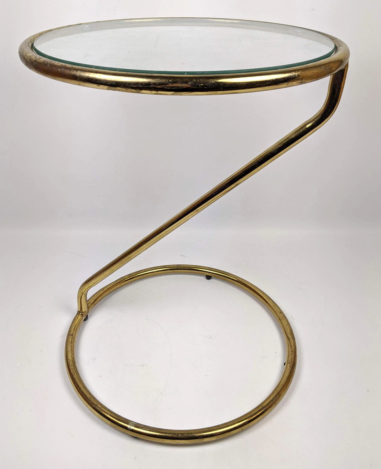 Mid Century Modern Swirl Side Table. Brass Finish and G (1 of 10)