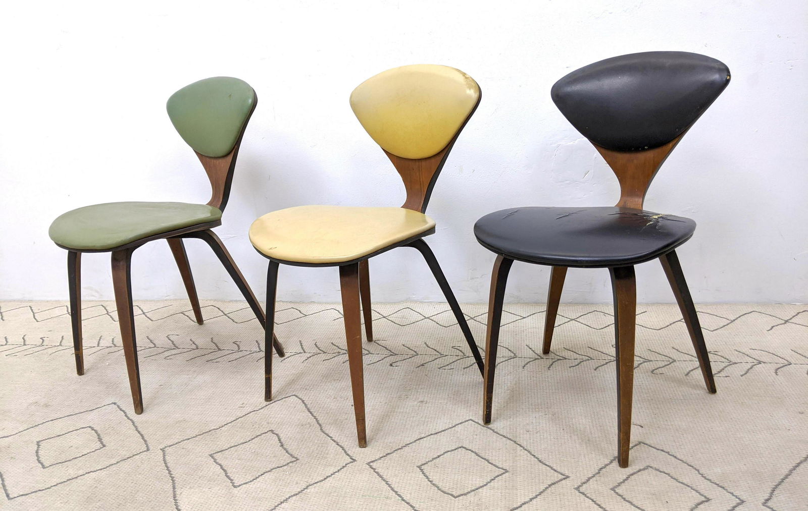 Set of 3 NORMAN CHERNER Plycraft Side Chairs. Molded wo (1 of 16)