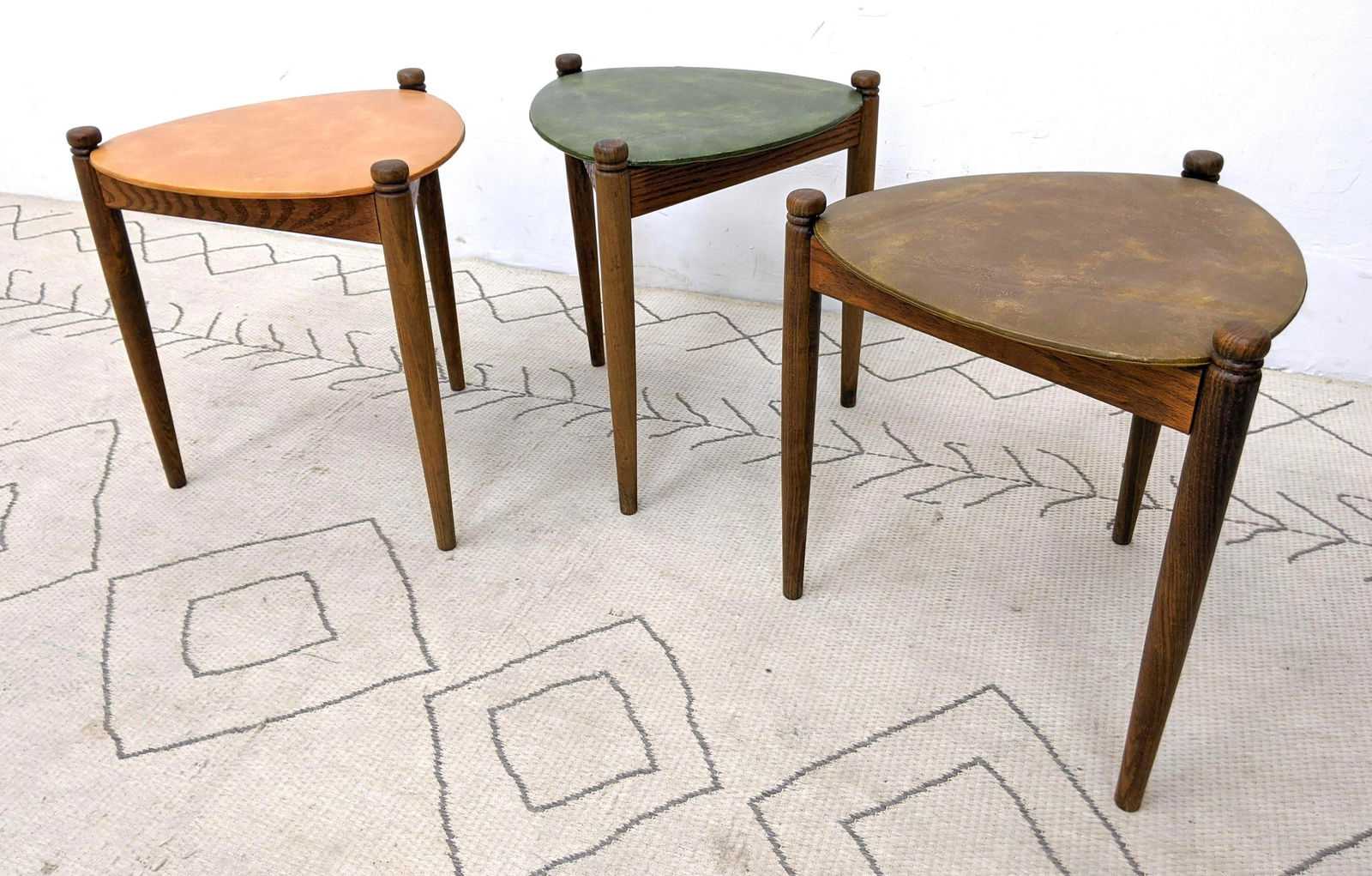 set 3 50Õs Modern Triangle Stools.  Stacking. (1 of 11)