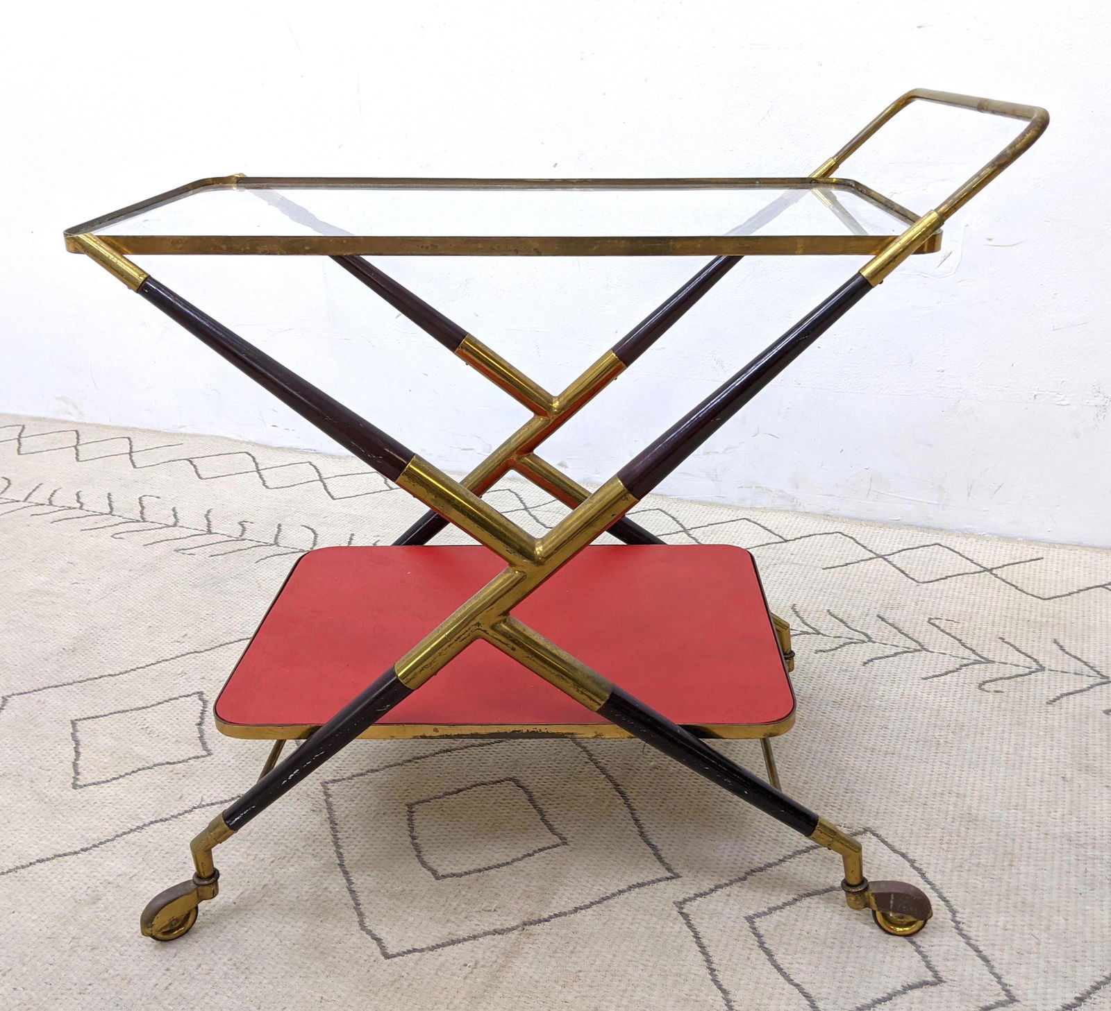 CESARE LACCA Bar Cart Server.  Brass mountings. Made in (1 of 15)