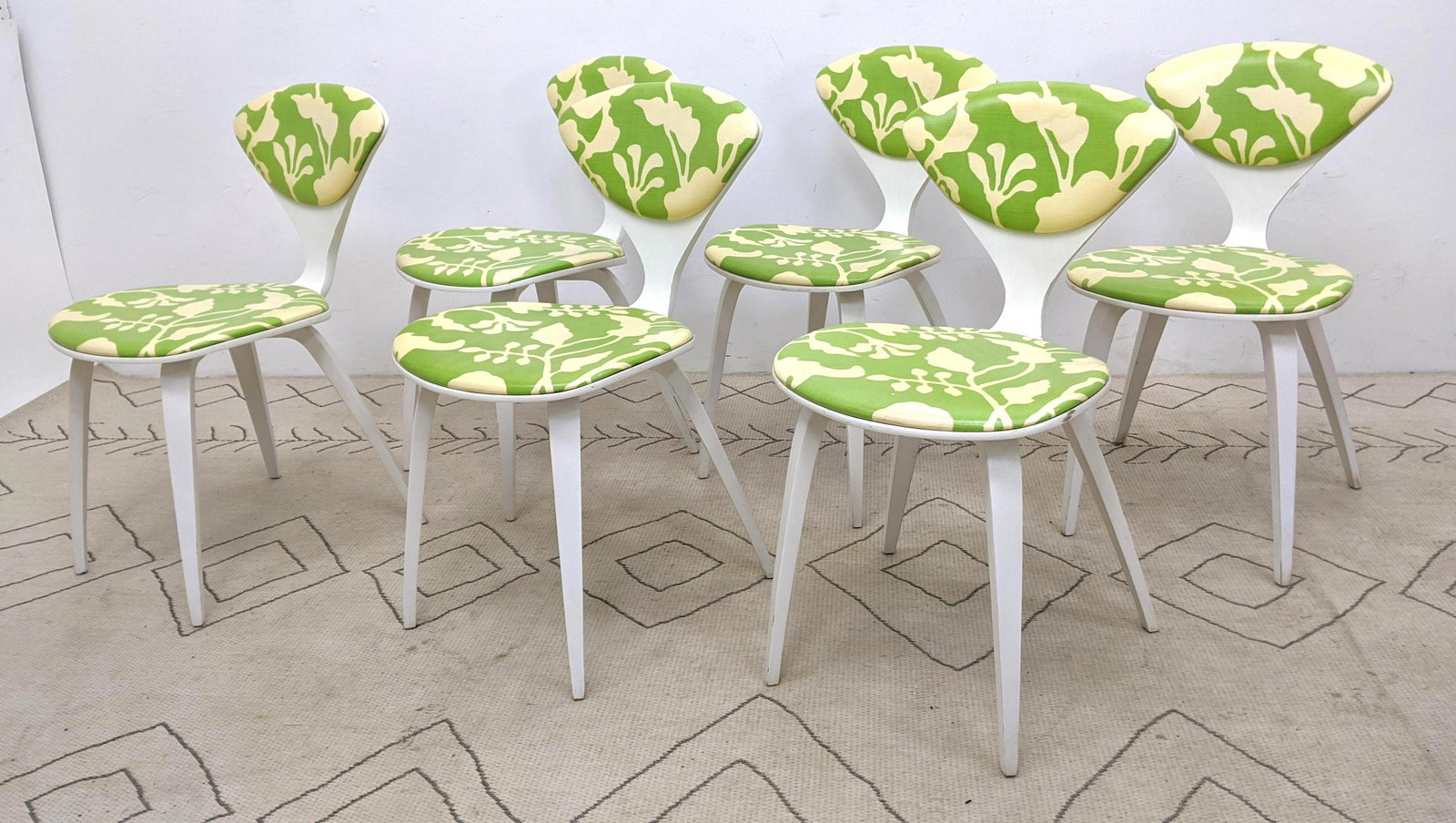 Set 6 Plycraft Side Chairs.  Norman Cherner. Painted Wh (1 of 13)