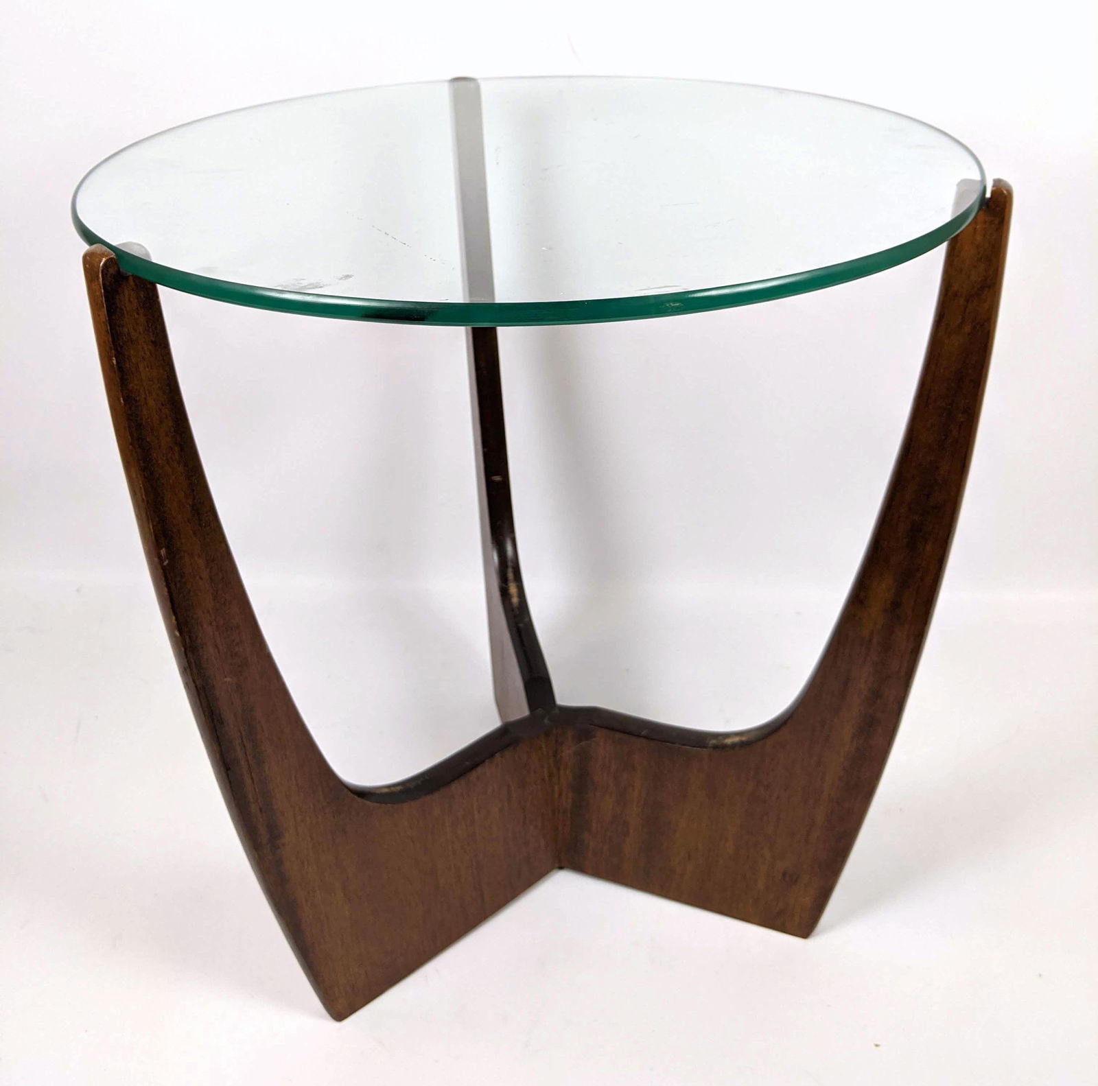 Adrian Pearsall Style Side Table.  Walnut and Glass. (1 of 9)