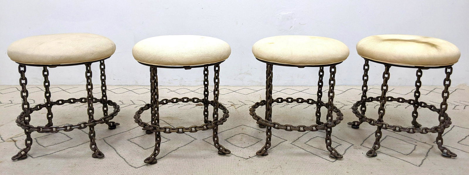 Set of 4 Heavy Chain Link Bar Stools. ITALY (1 of 13)