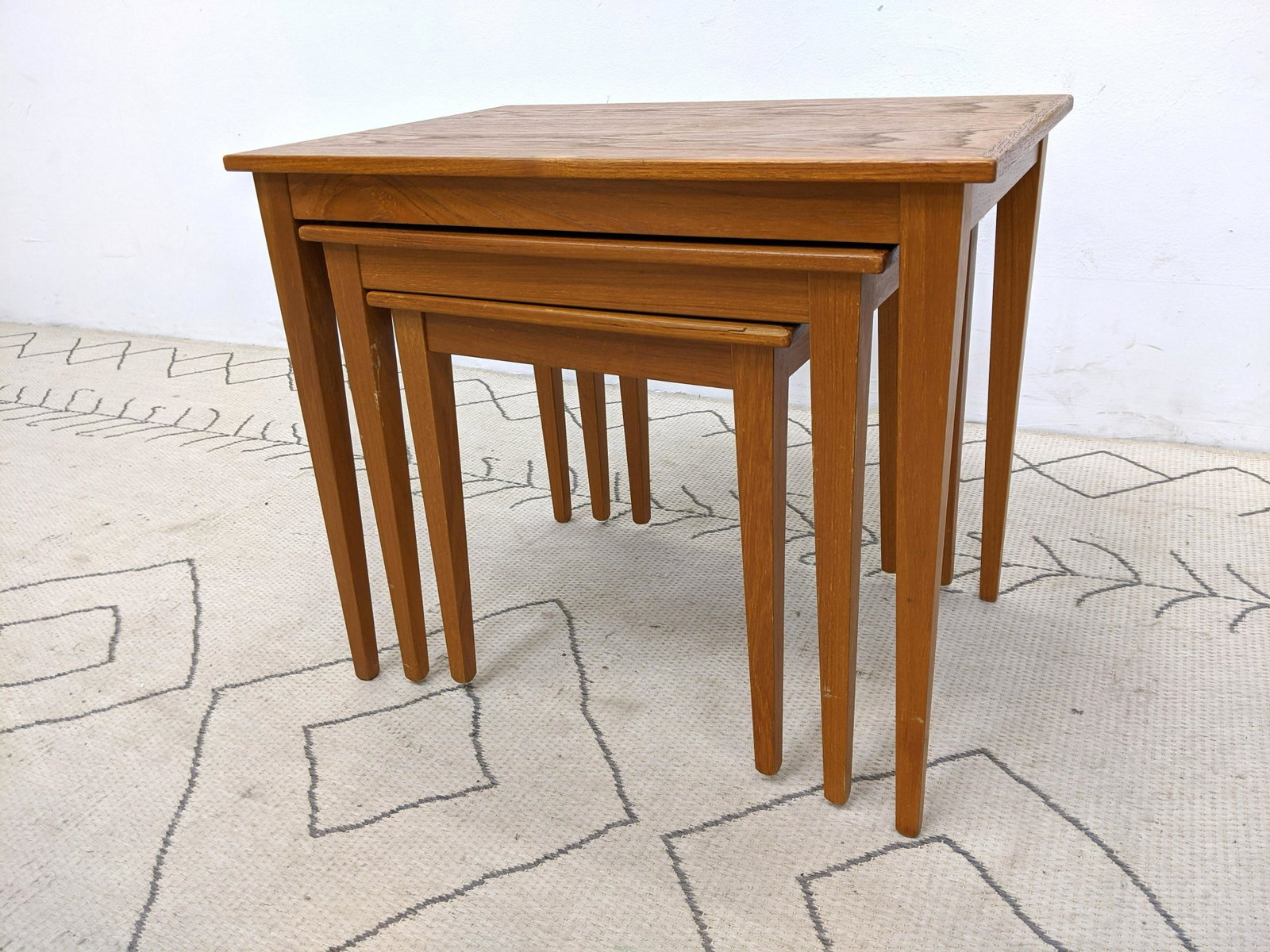 KVALITET FORM FUNCTION Teak Nesting Tables. Norway Mode: KVALITET FORM FUNCTION Teak Nesting Tables. Norway Modern. -- Dimensions: H: 20 inches: W: 23 inches: D: 16 inches ---