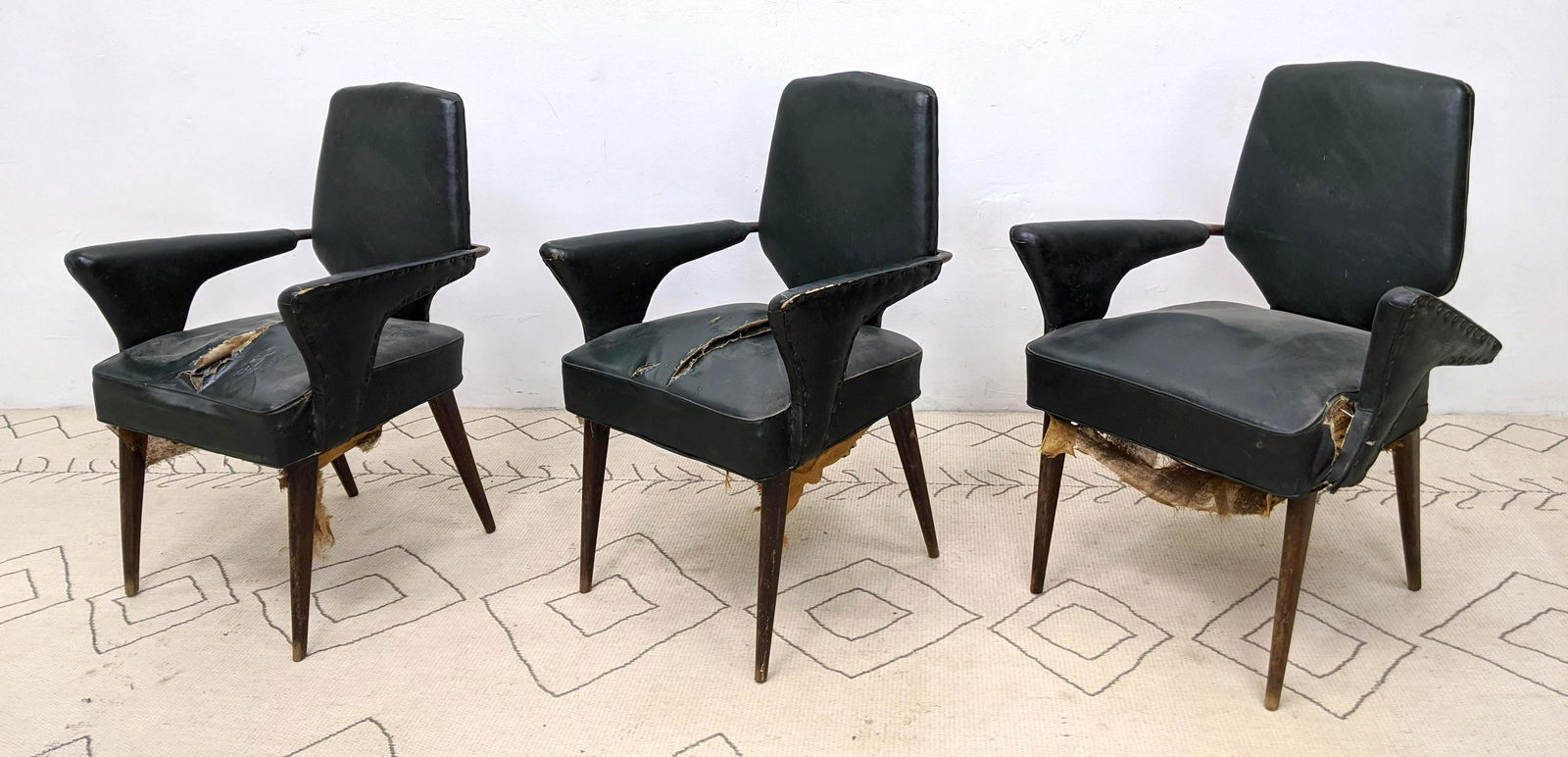 Set 3 Art Deco Italian Modern Arm Chairs. Very stylish (1 of 19)