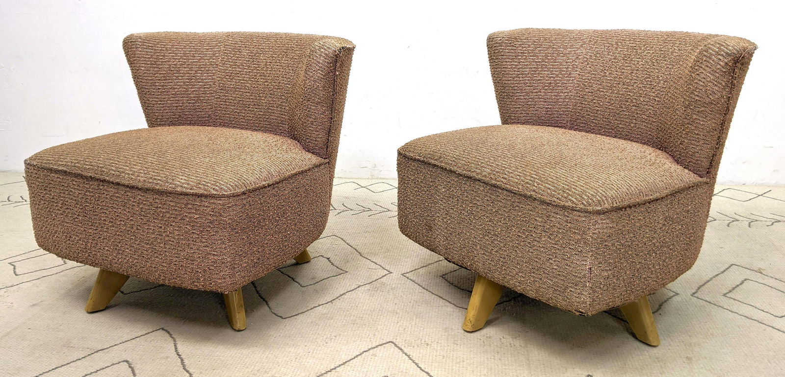 Pair KROEHLER 50s Modern Lounger Chairs. Swivel base wi (1 of 16)