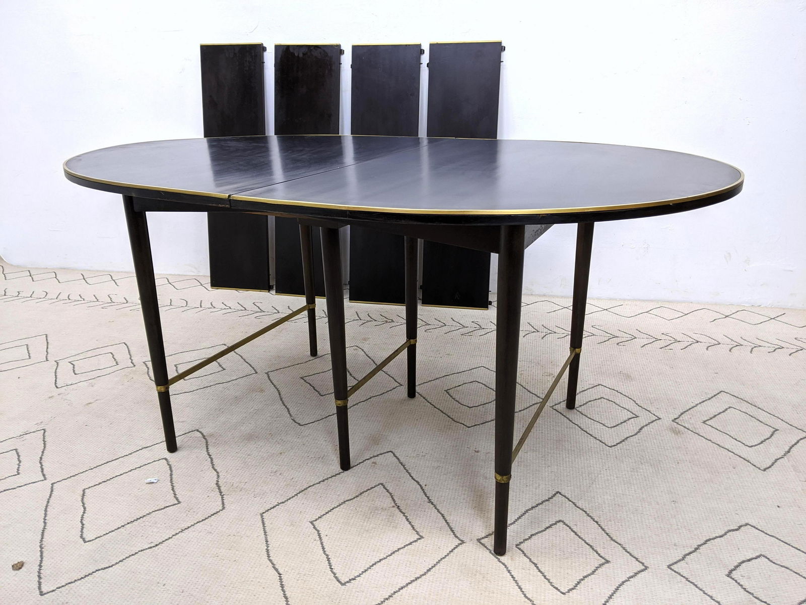 Paul McCobb Brass Bound Dining Table. with 4 Leaves. Ov (1 of 20)
