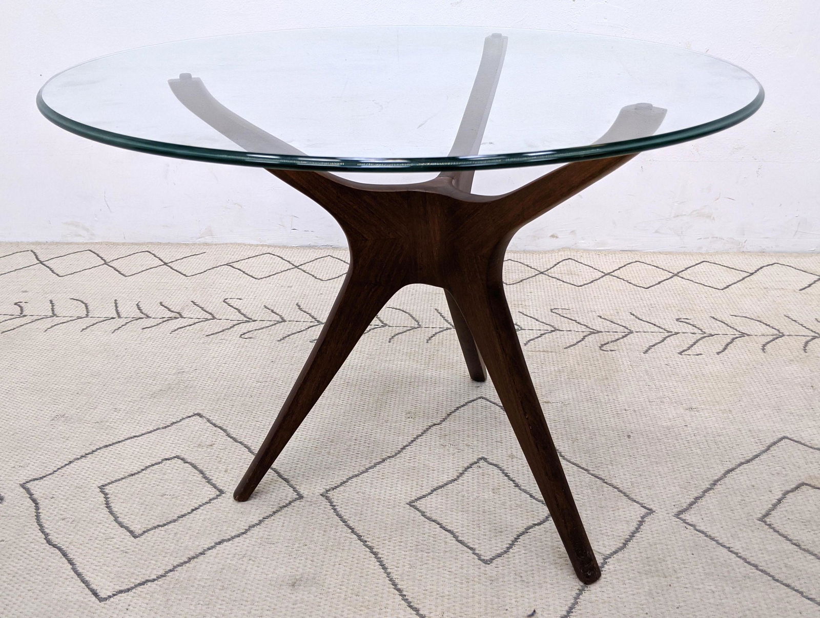 Vladimir KAGAN Tripod Side Table with Glass Top. Unmark (1 of 11)