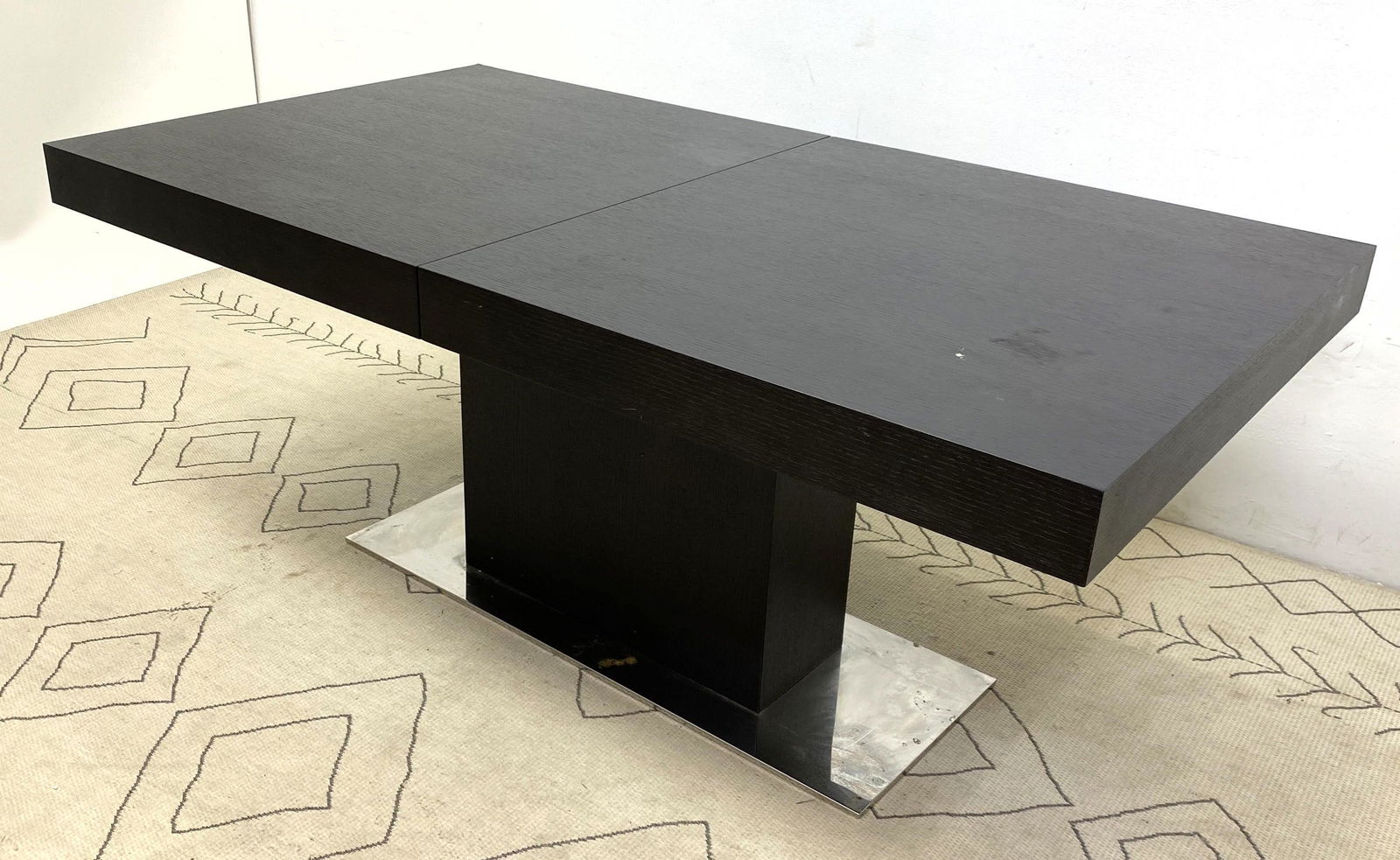 Designer Modern Extension Dining Table.  Ebonized with (1 of 14)