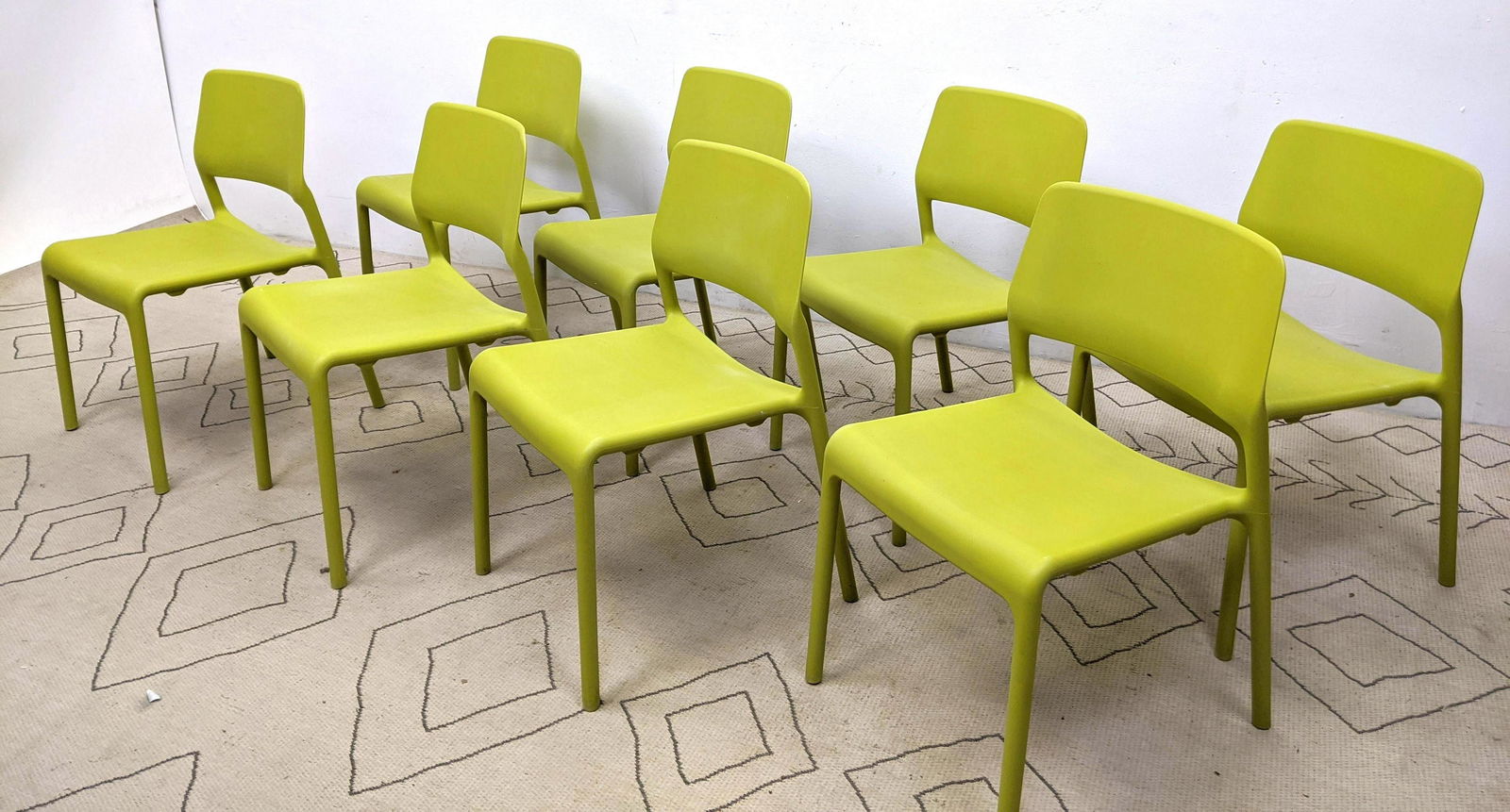 Set 8 Knoll Stacking Plastic Chairs. Don Chadwick Spark (1 of 10)
